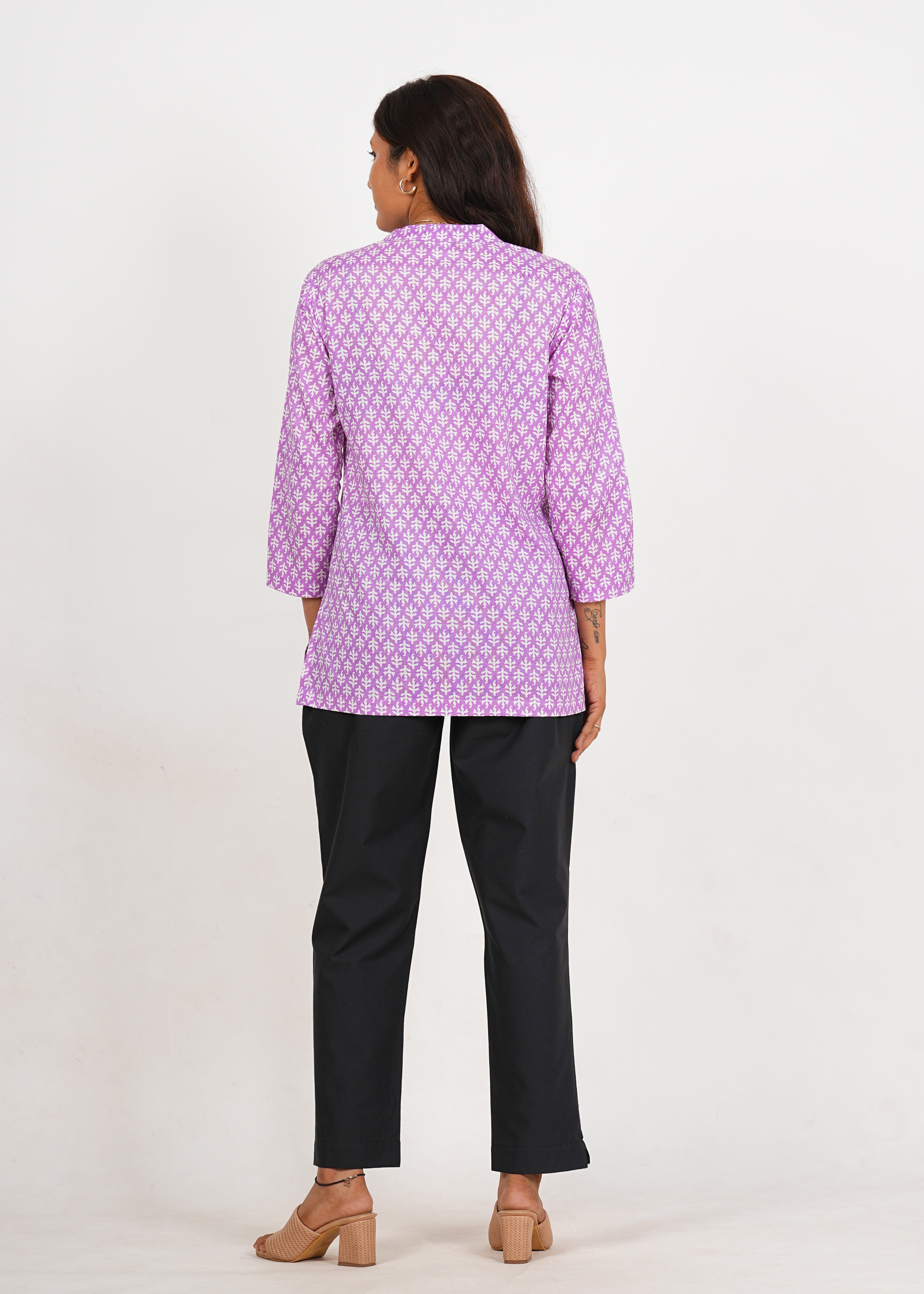 Lavender Pink Short Straight Cotton Kurta