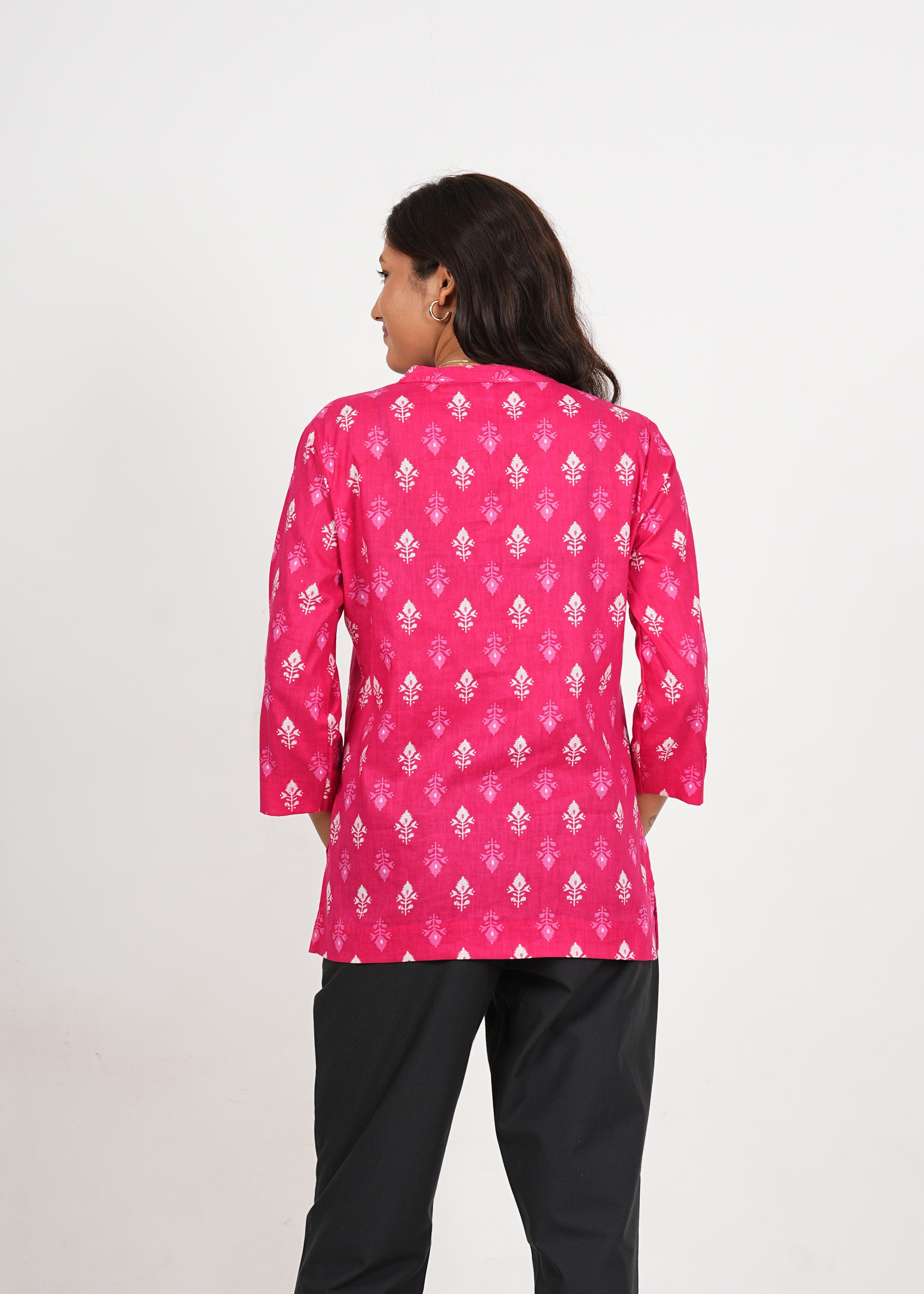 Cerise Pink Short Straight Cotton Kurta