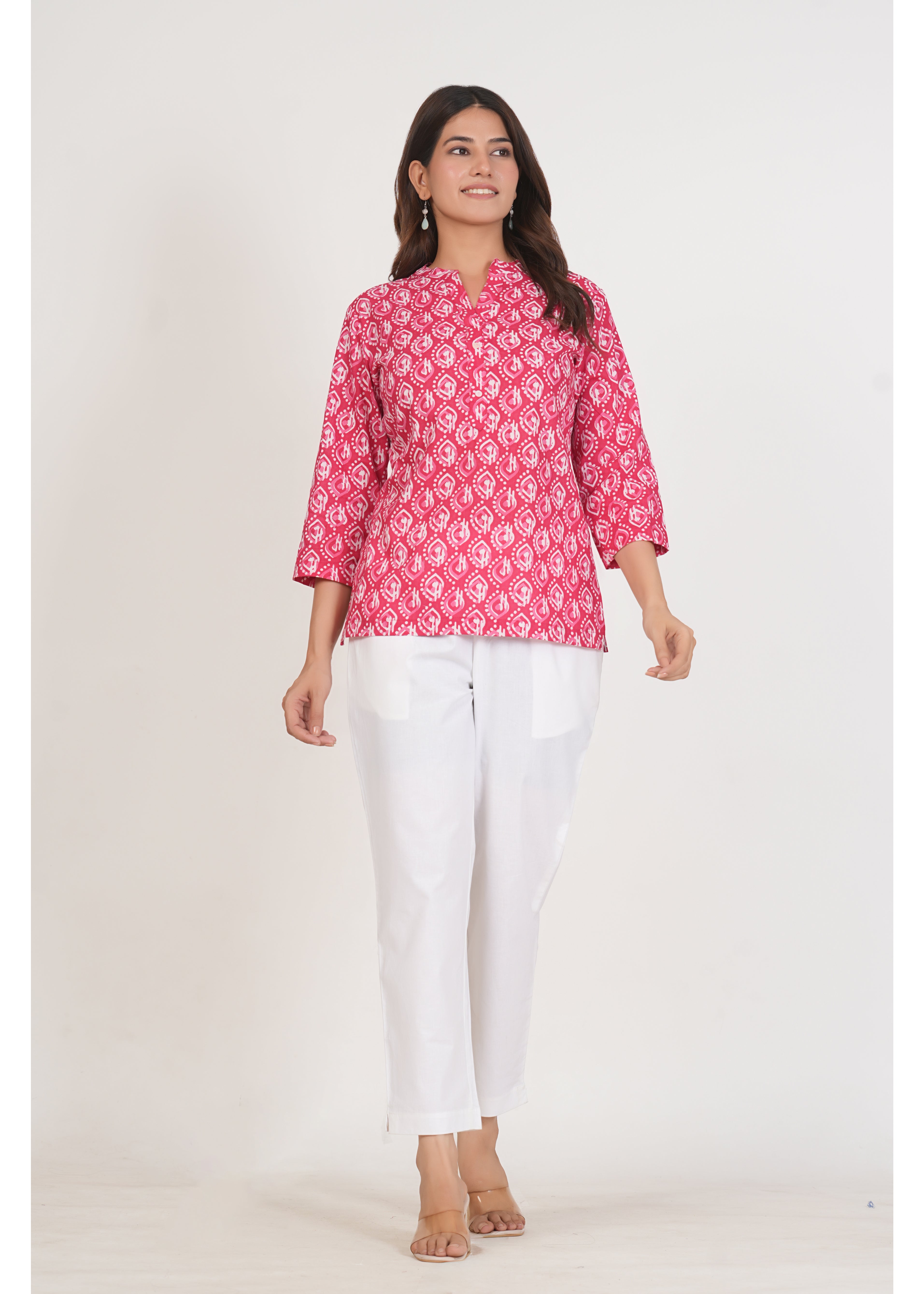 Warm Pink Short Straight Cotton Kurta