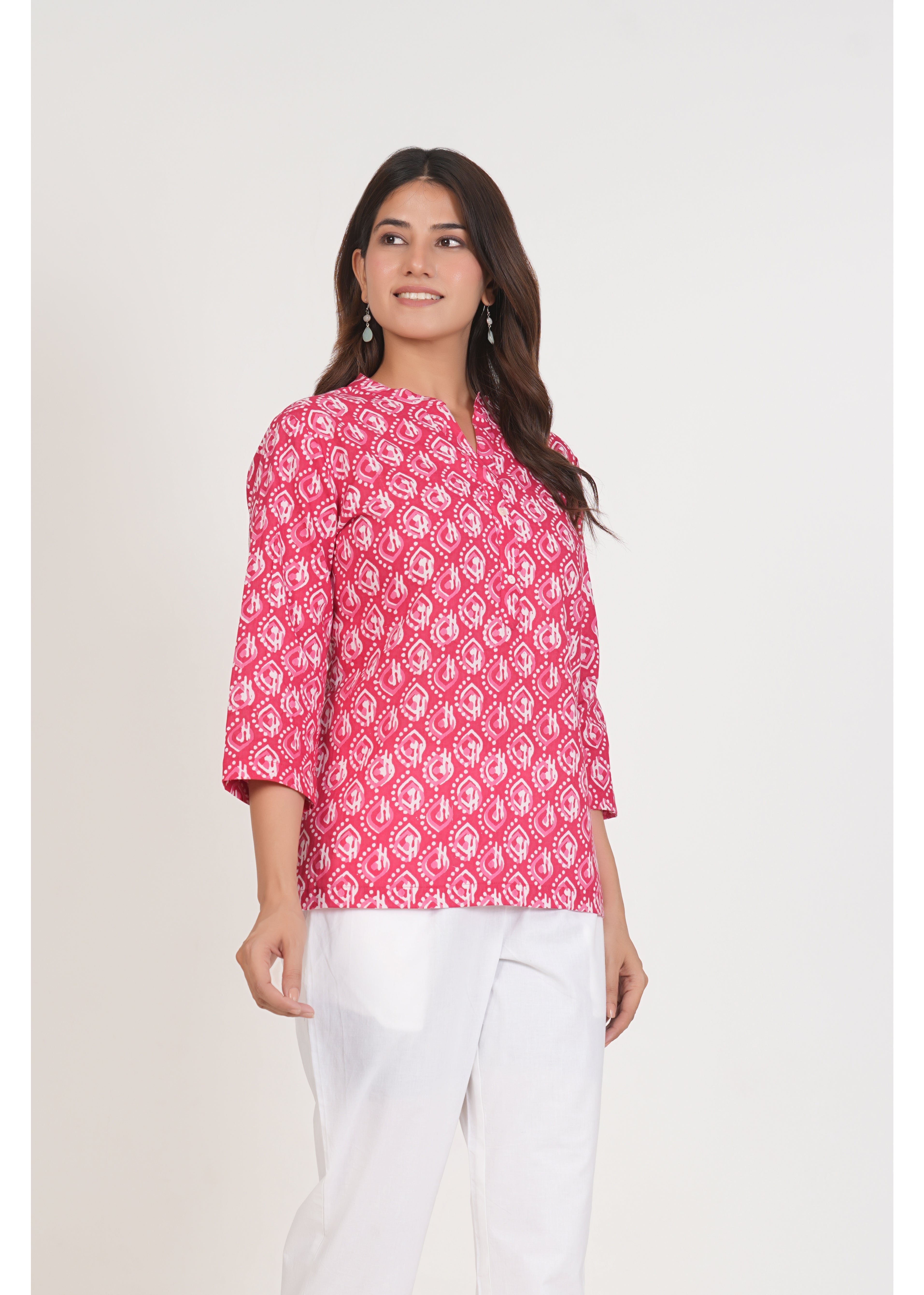 Warm Pink Short Straight Cotton Kurta