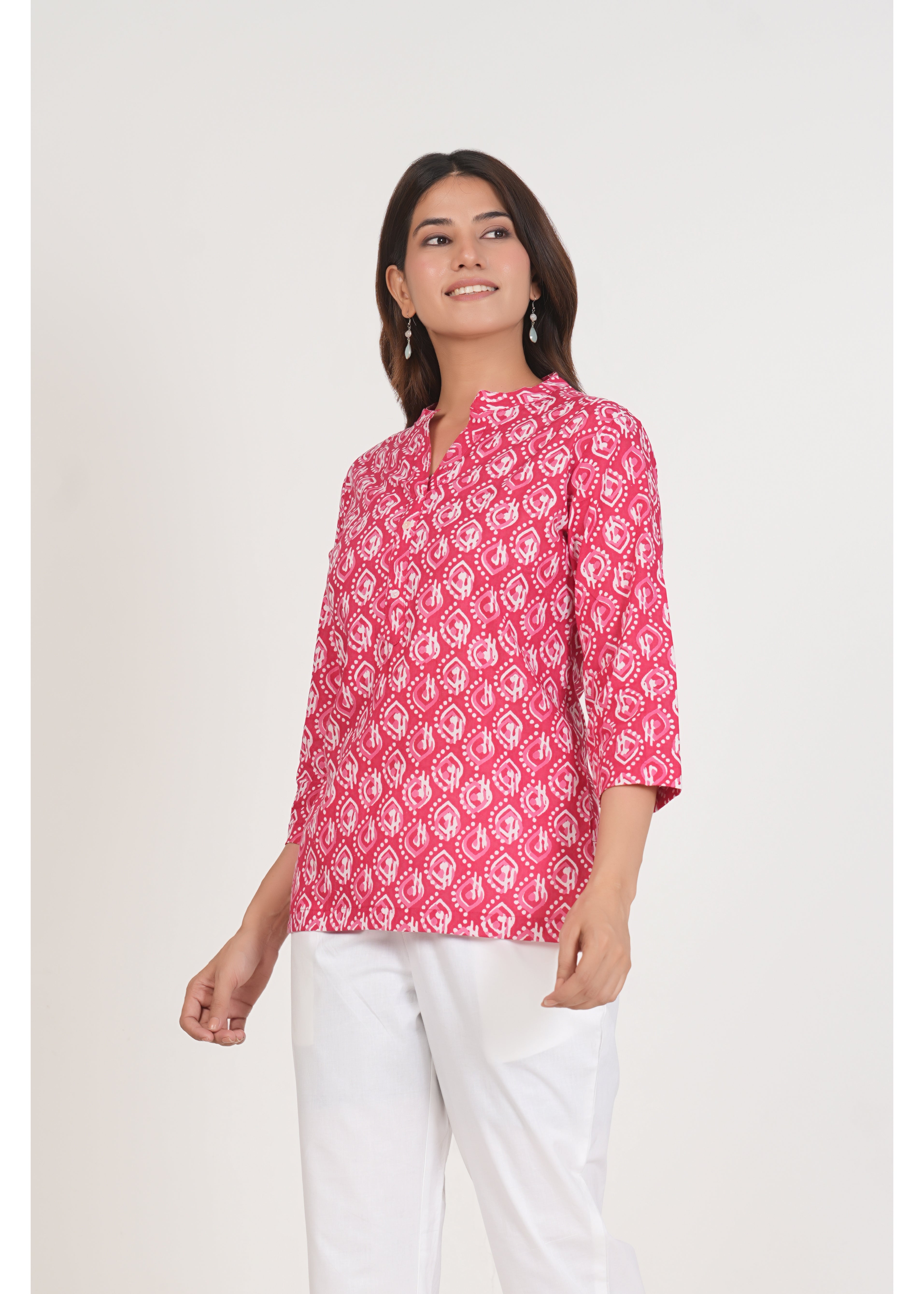Warm Pink Short Straight Cotton Kurta
