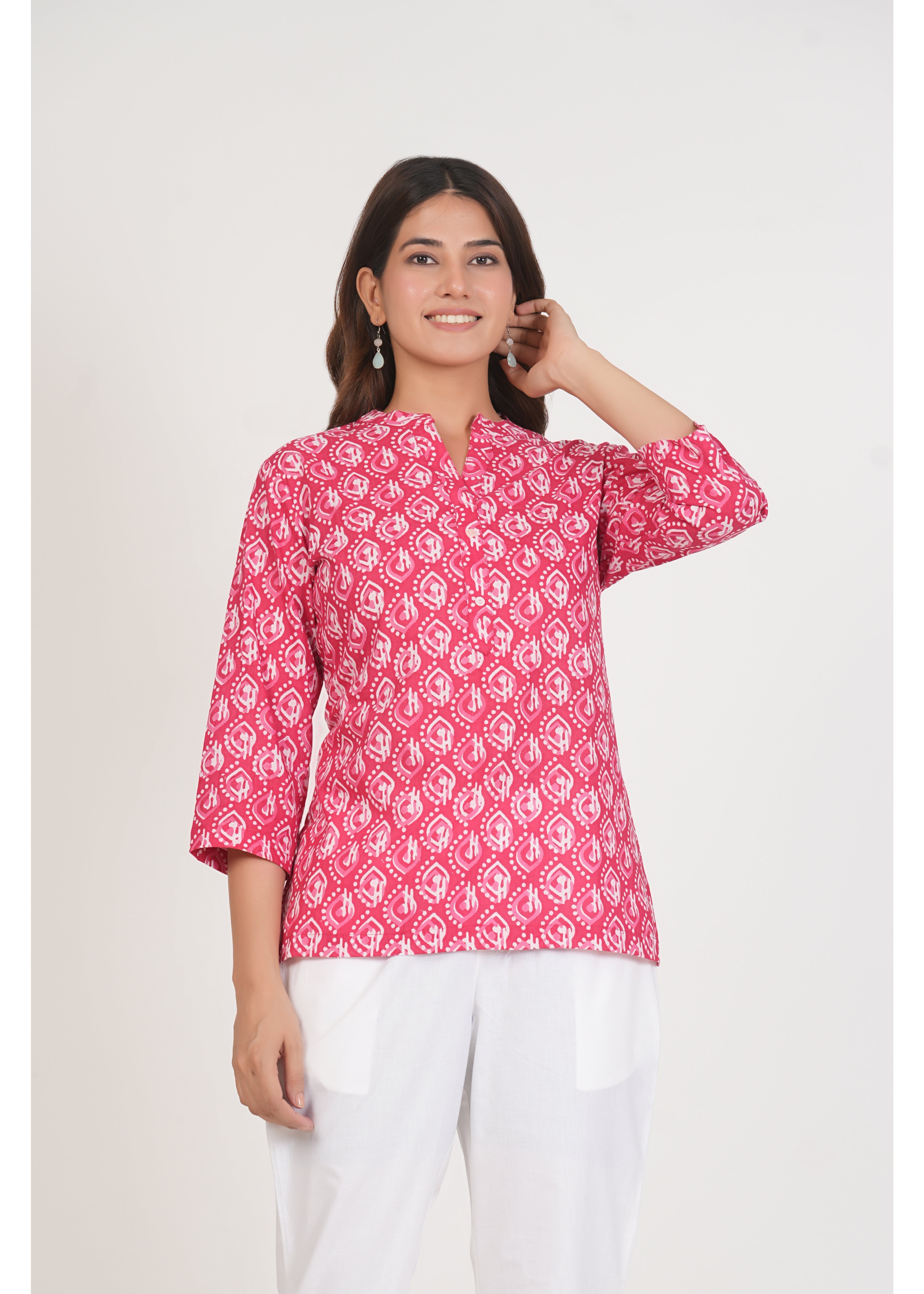 Warm Pink Short Straight Cotton Kurta