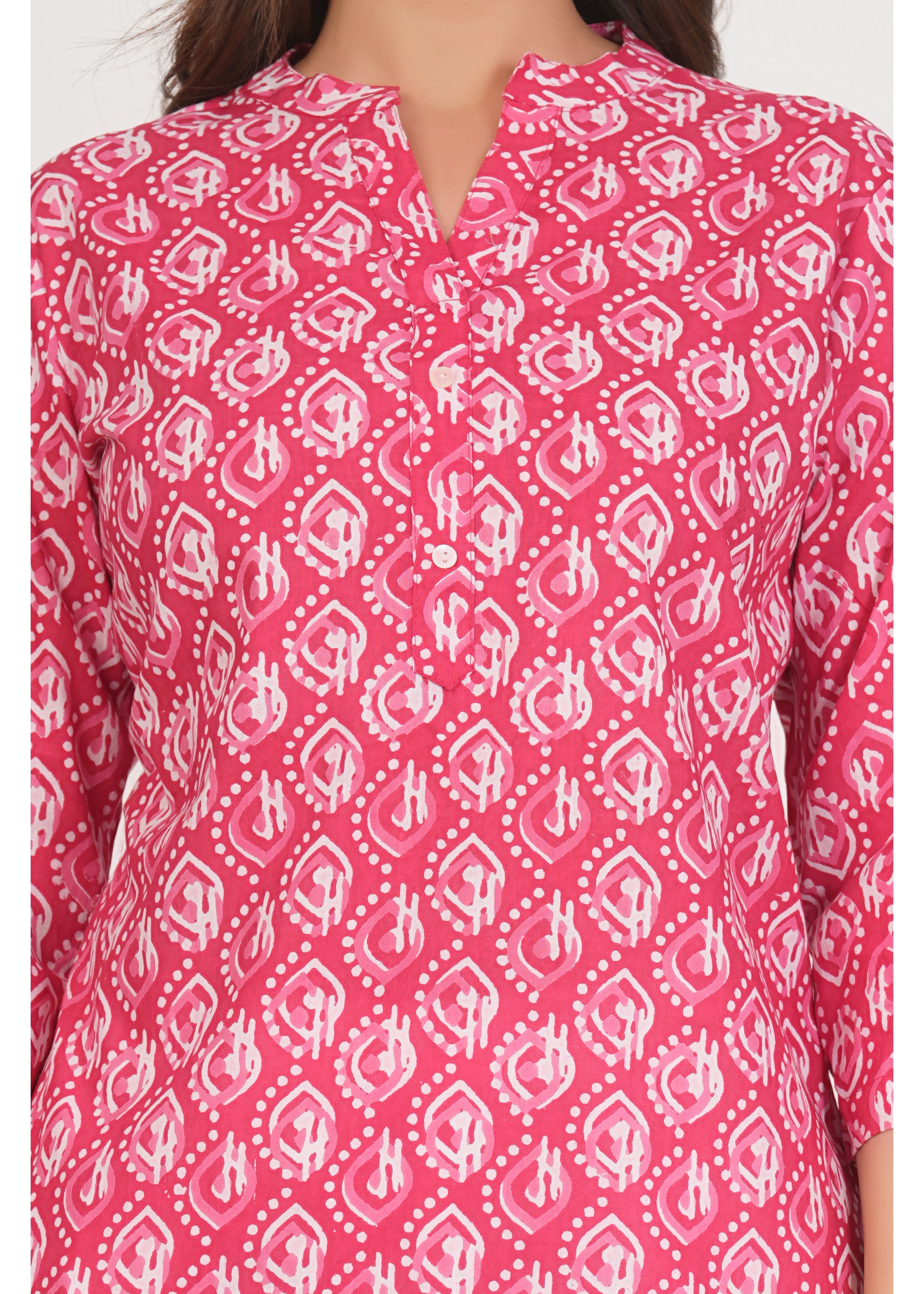 Warm Pink Short Straight Cotton Kurta