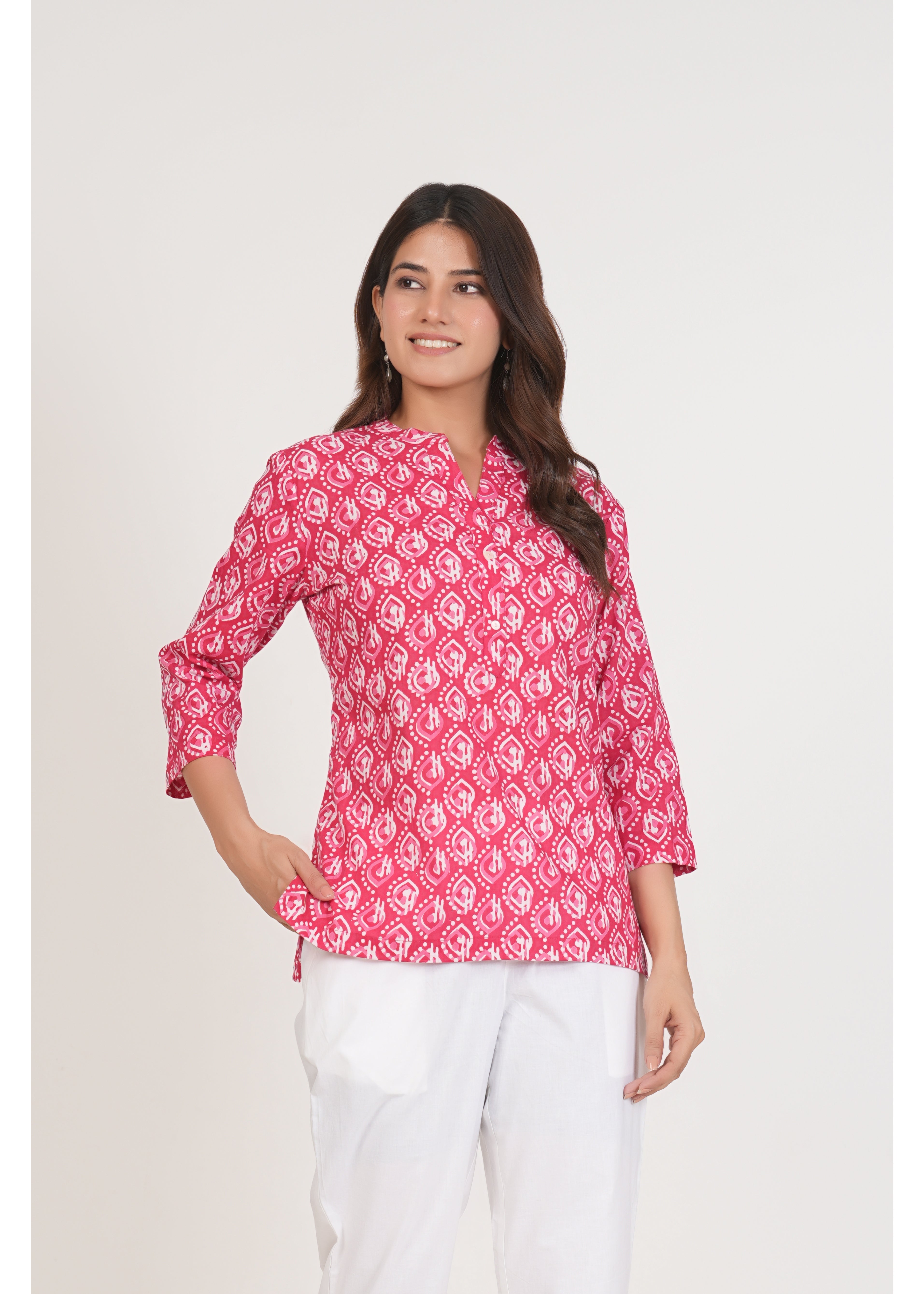 Warm Pink Short Straight Cotton Kurta