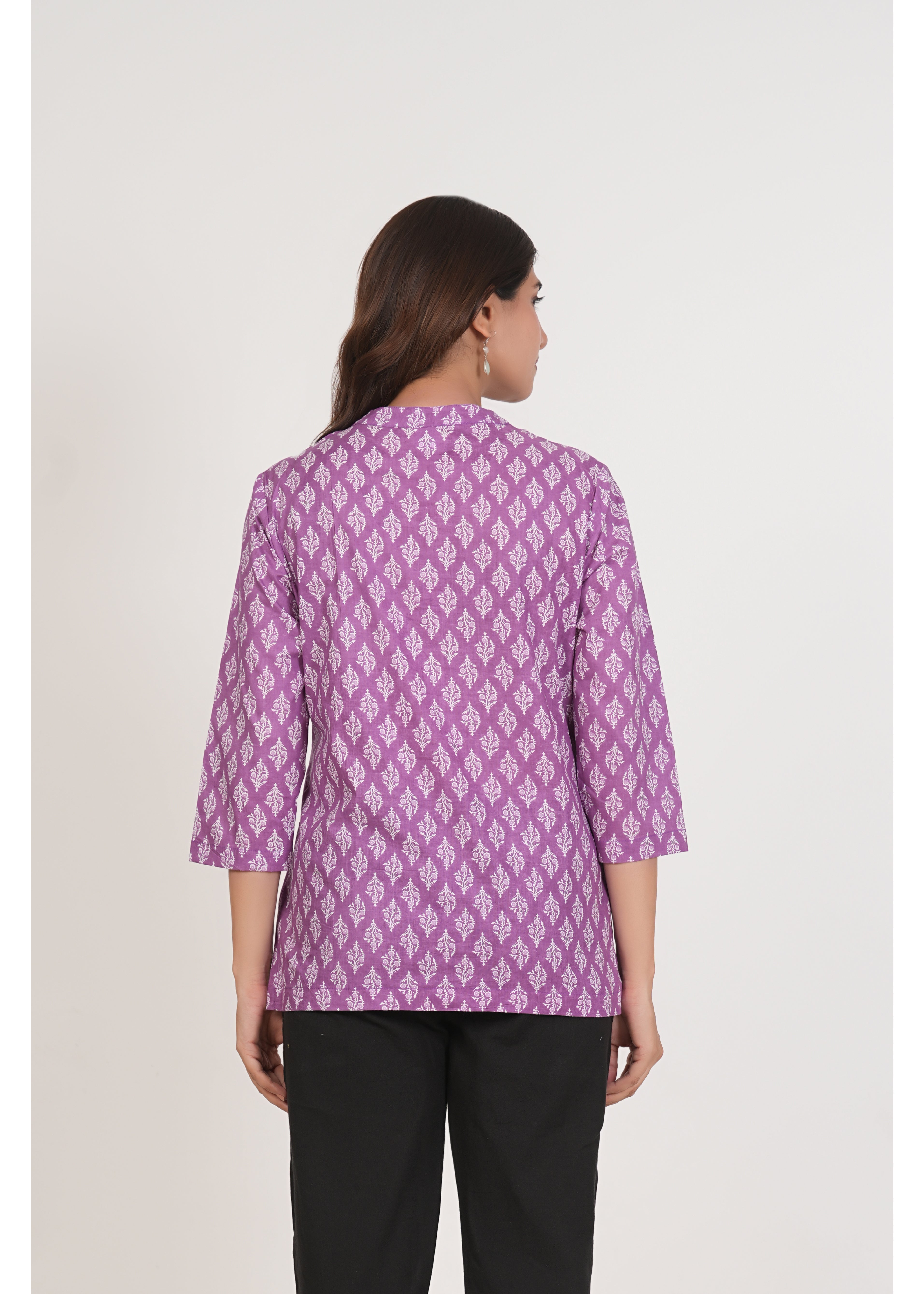 Dark Lilac Short Straight Cotton Kurta