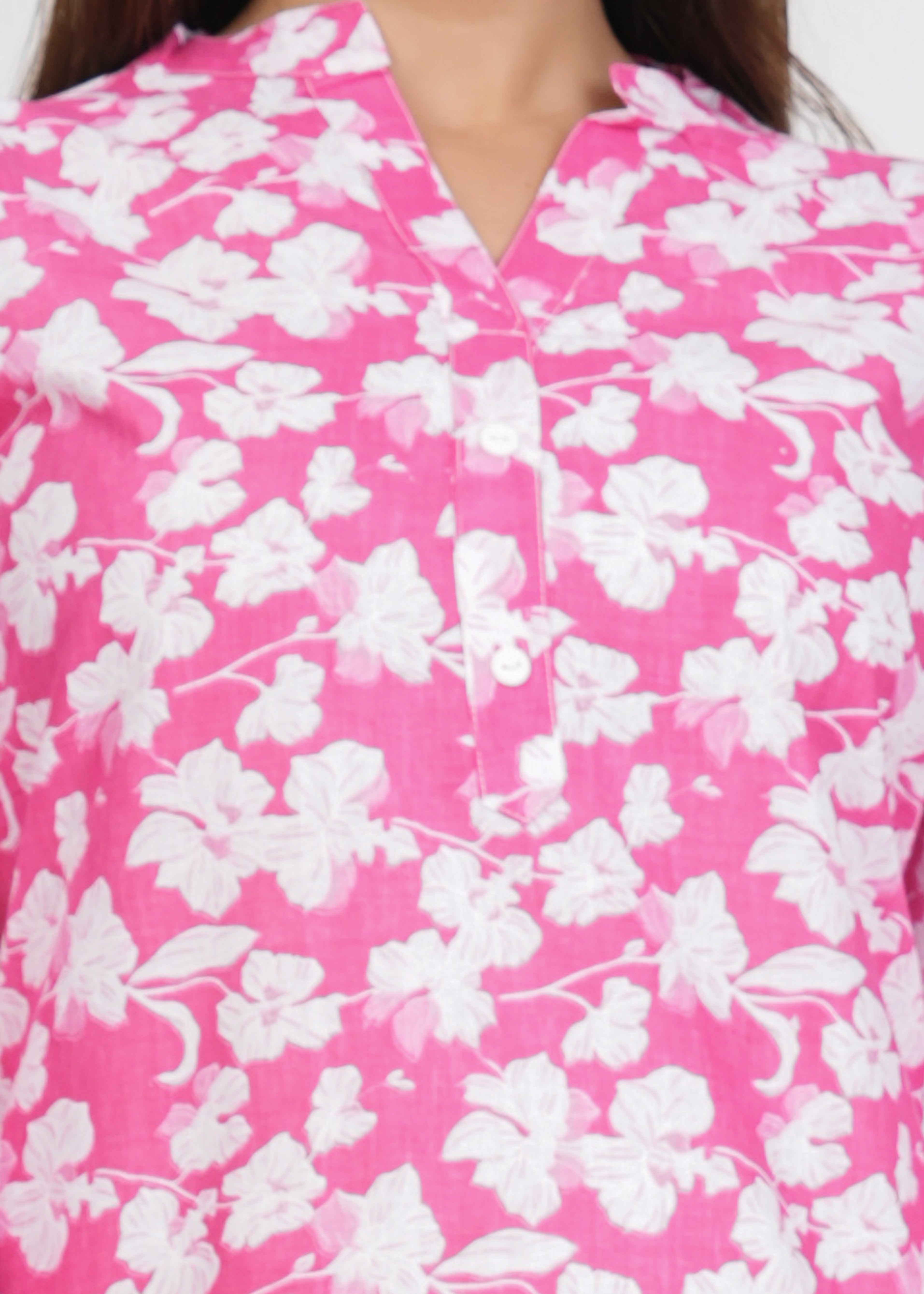 Pink Short Straight Cotton Kurta
