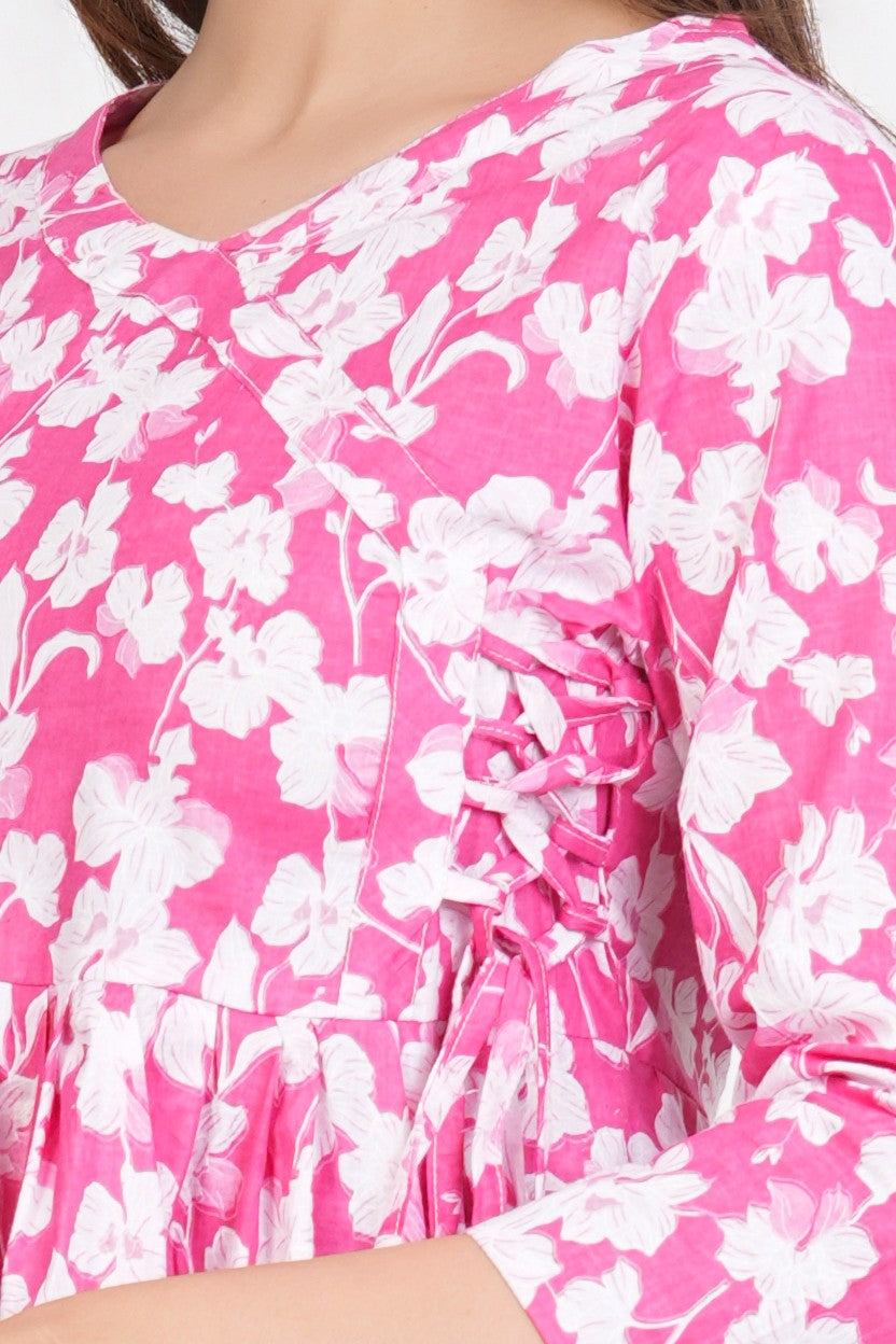Pink Angrakha Rajasthani Kurti
