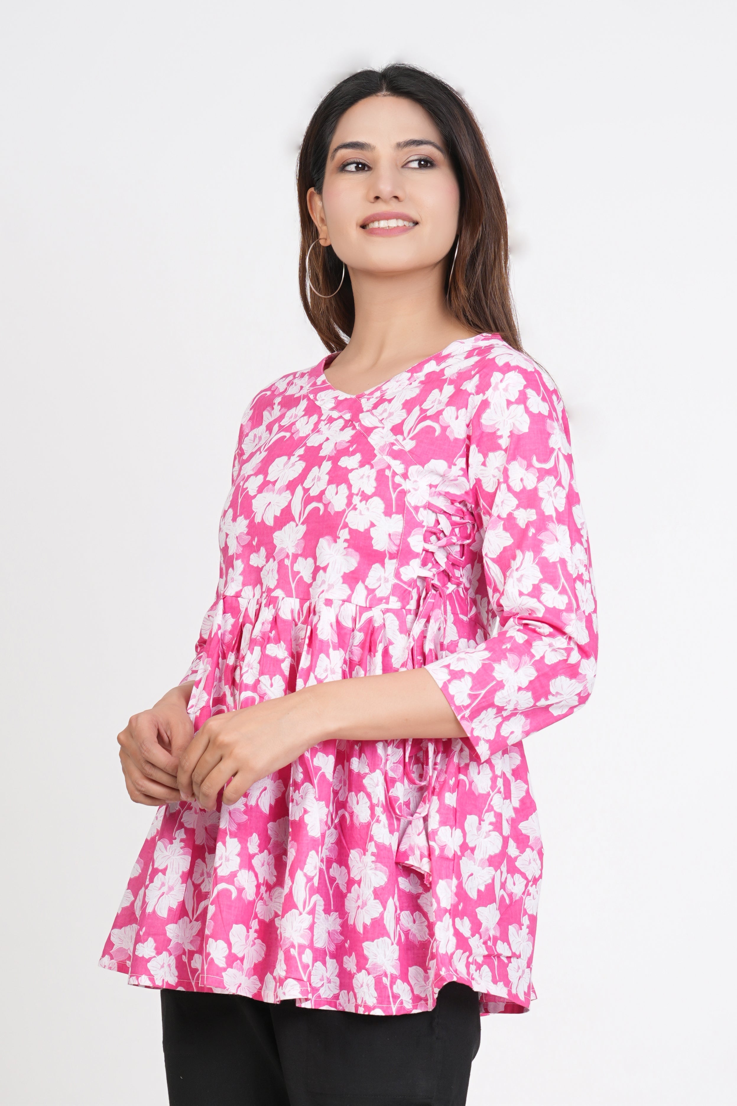 Pink Angrakha Rajasthani Kurti
