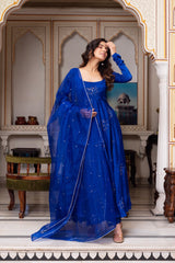 Elegant Faux Georgette Designer Suit with Thread & Sequence Work and Lace Dupatta