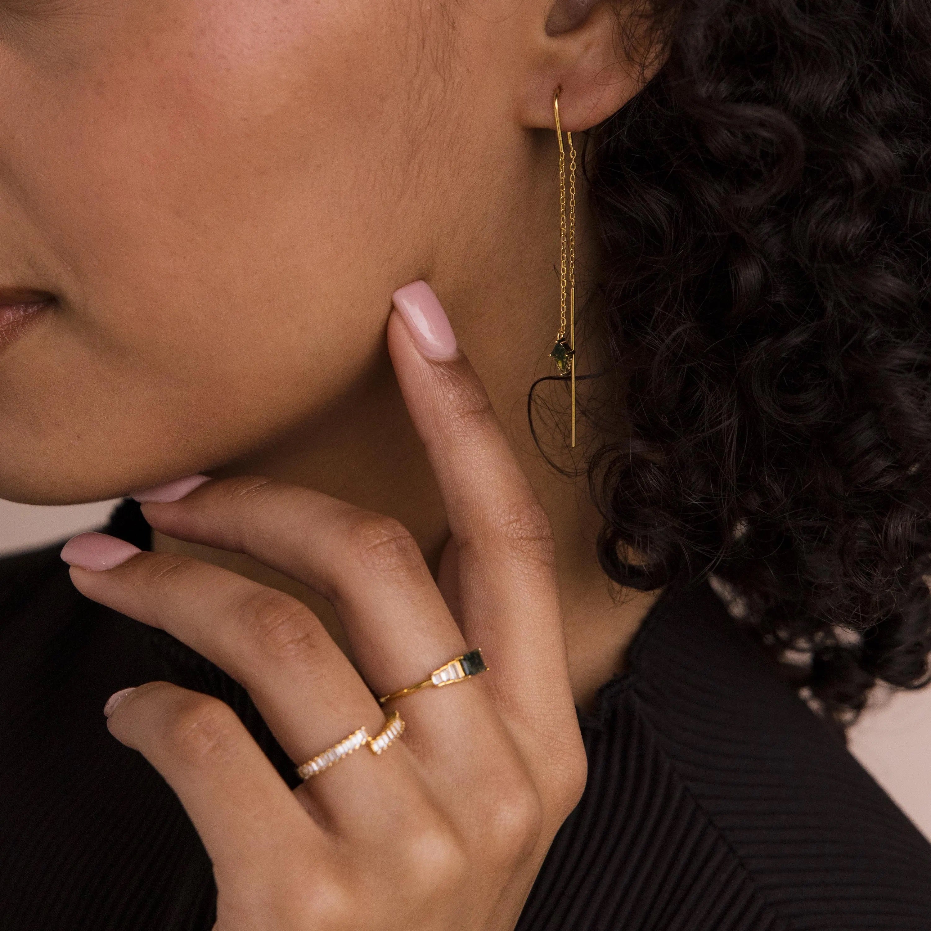Agate Threader Earrings