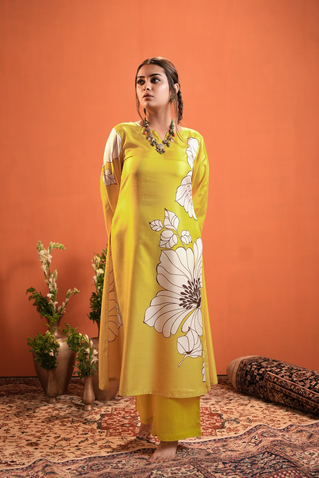 Yellow A-line Kurta with Trouser