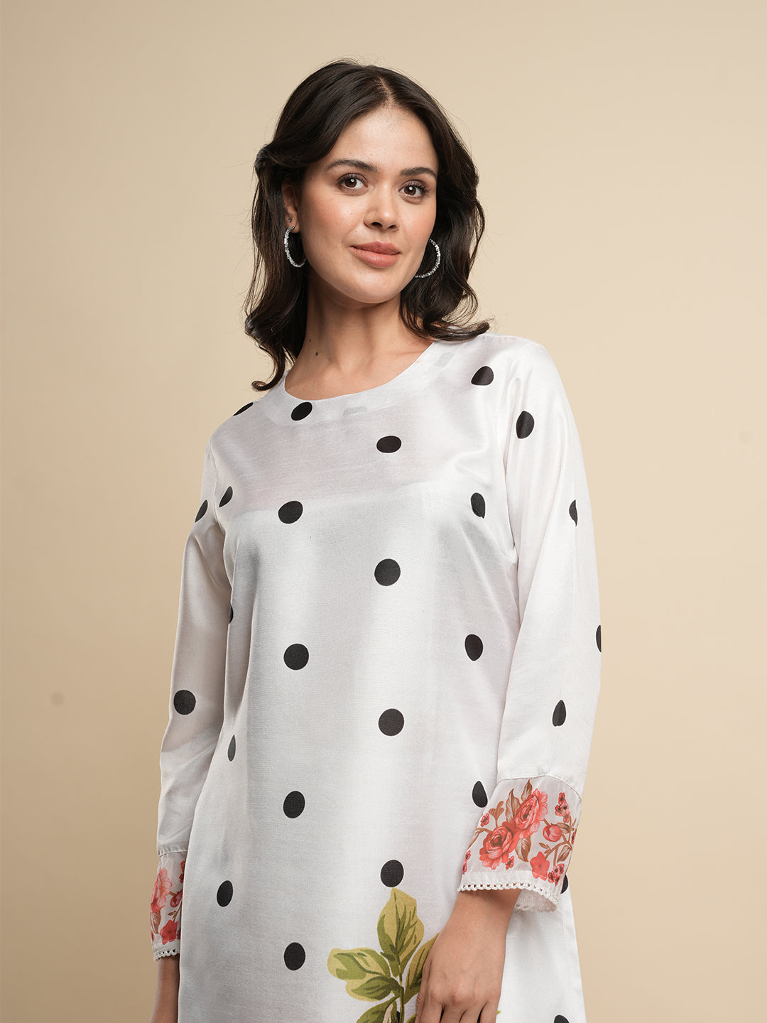 White A-line Kurta with Trouser