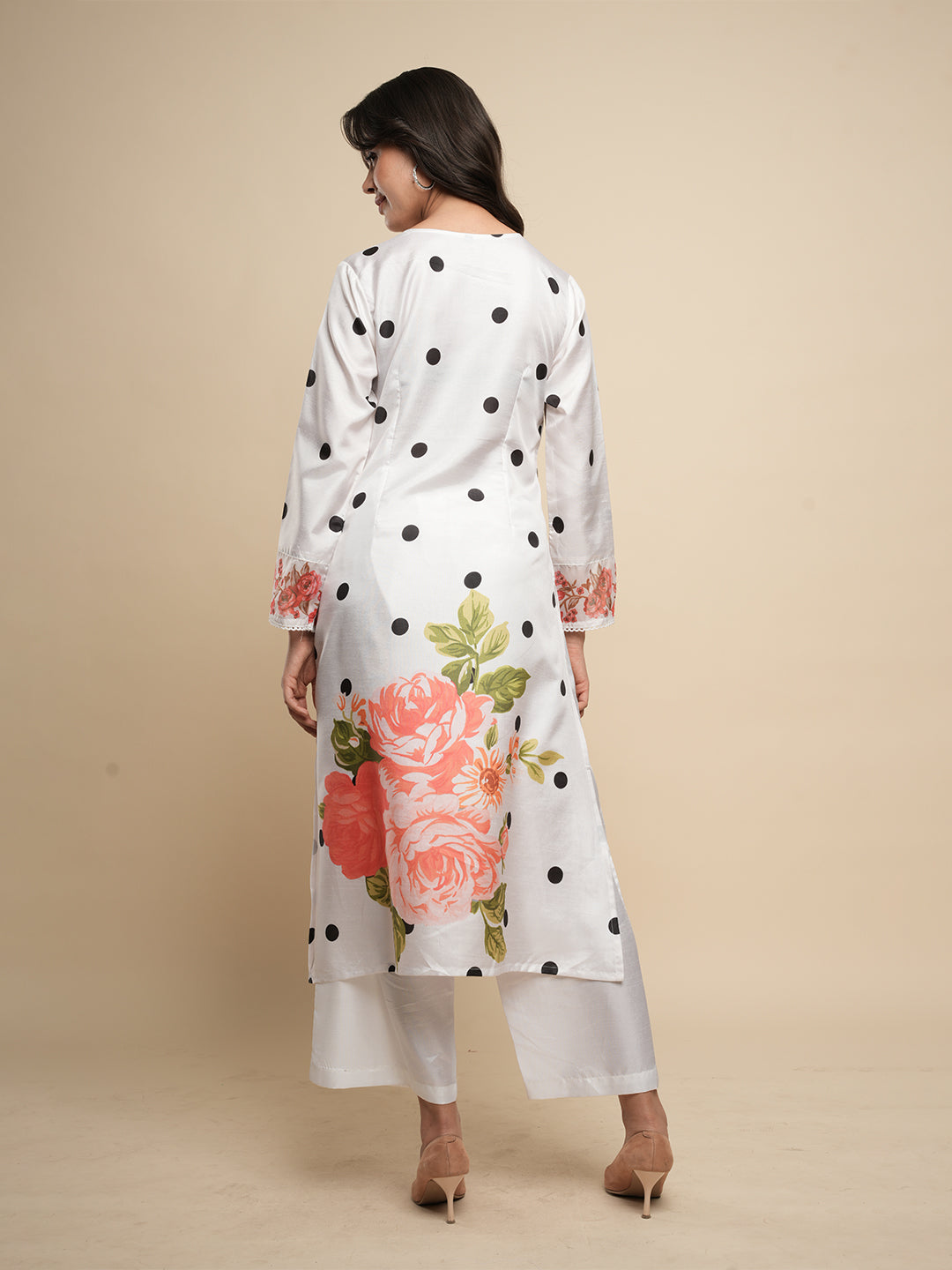 White A-line Kurta with Trouser