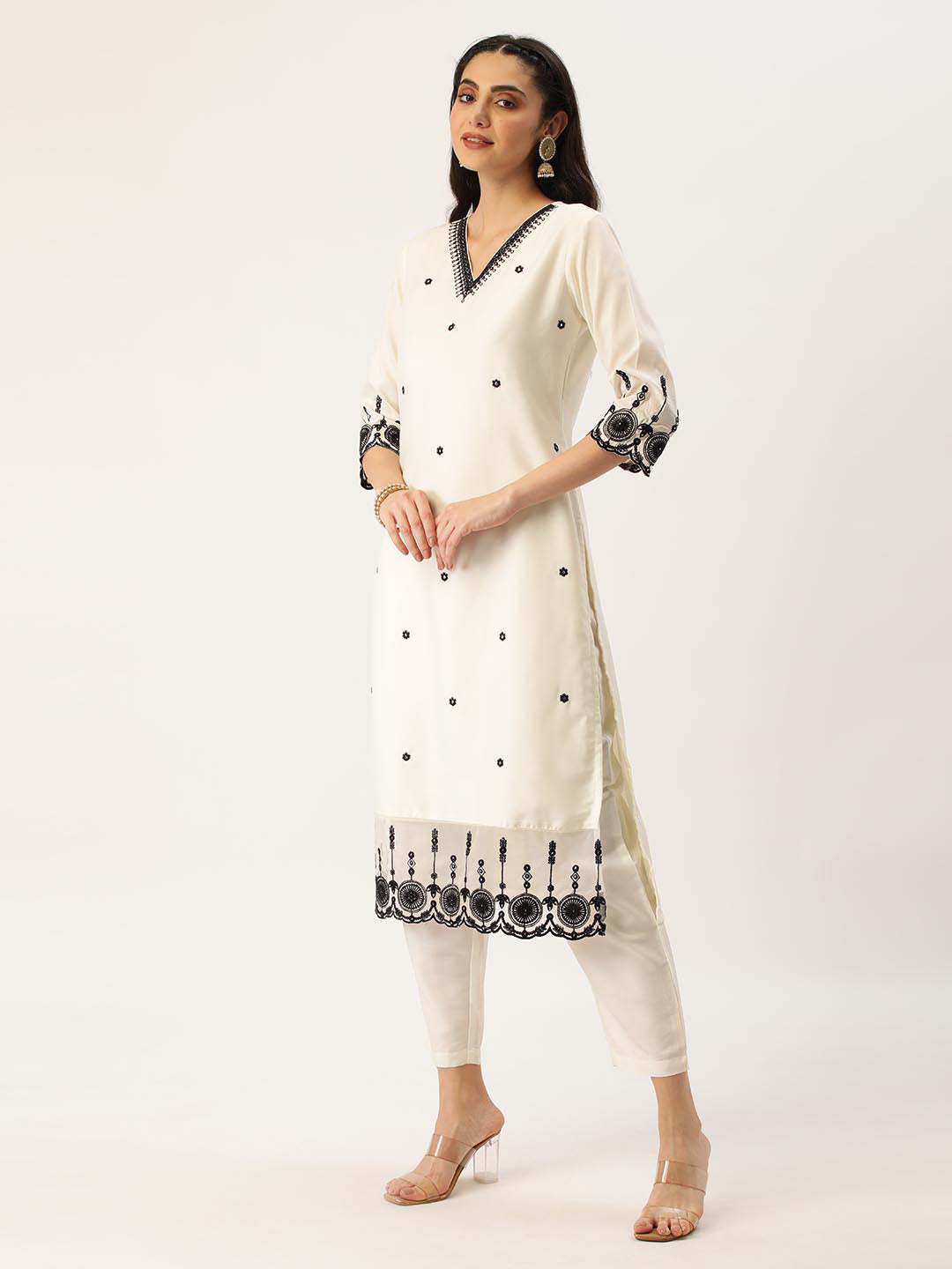 White Embroidered Kurta Set with Dupatta