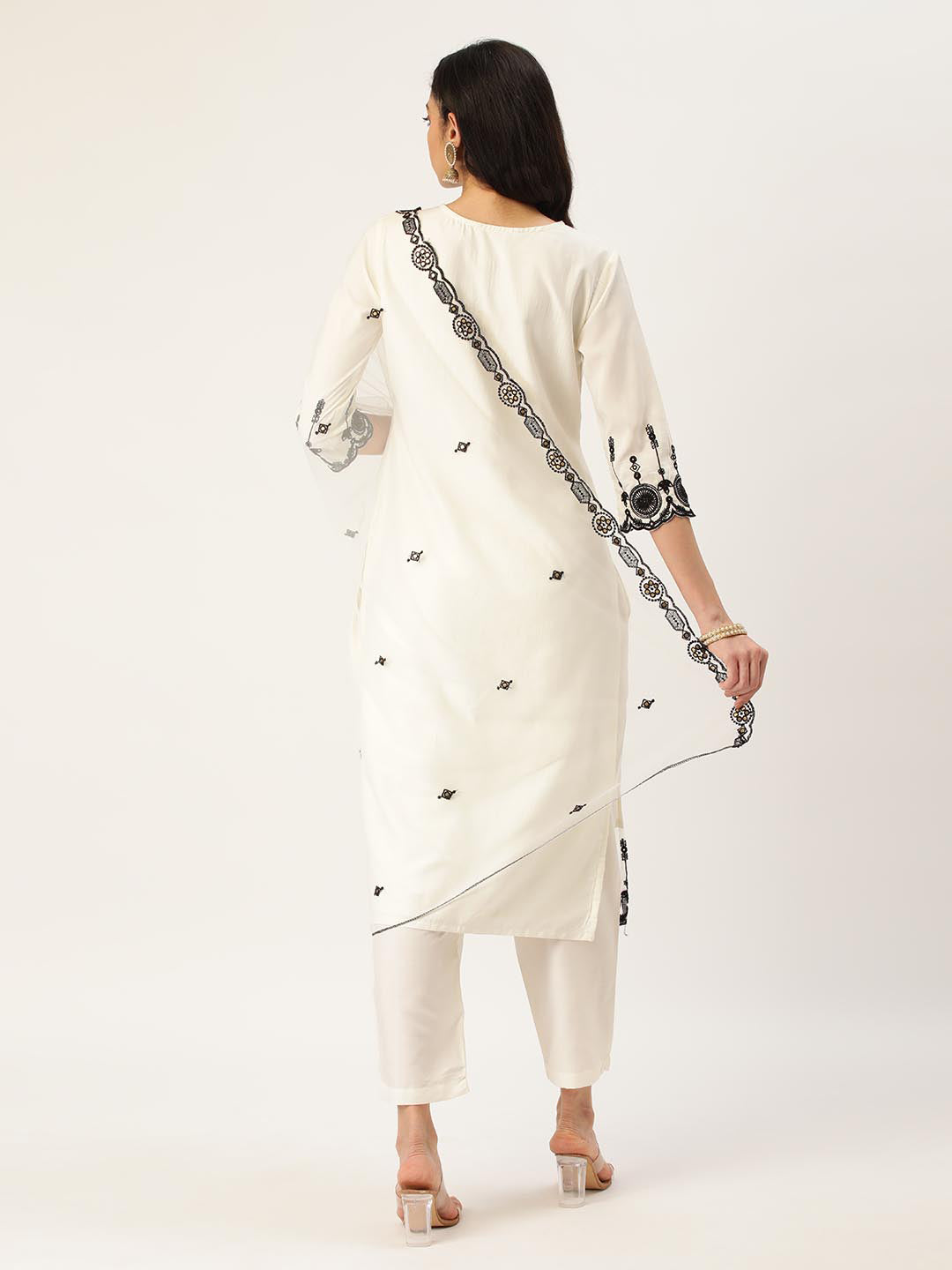 White Embroidered Kurta Set with Dupatta