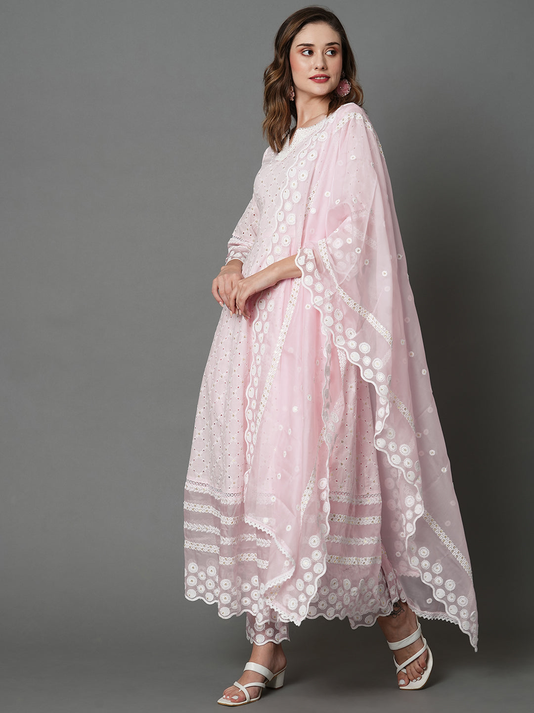 Pink Empire Chikankari Pure Cotton Kurta Set with Dupatta