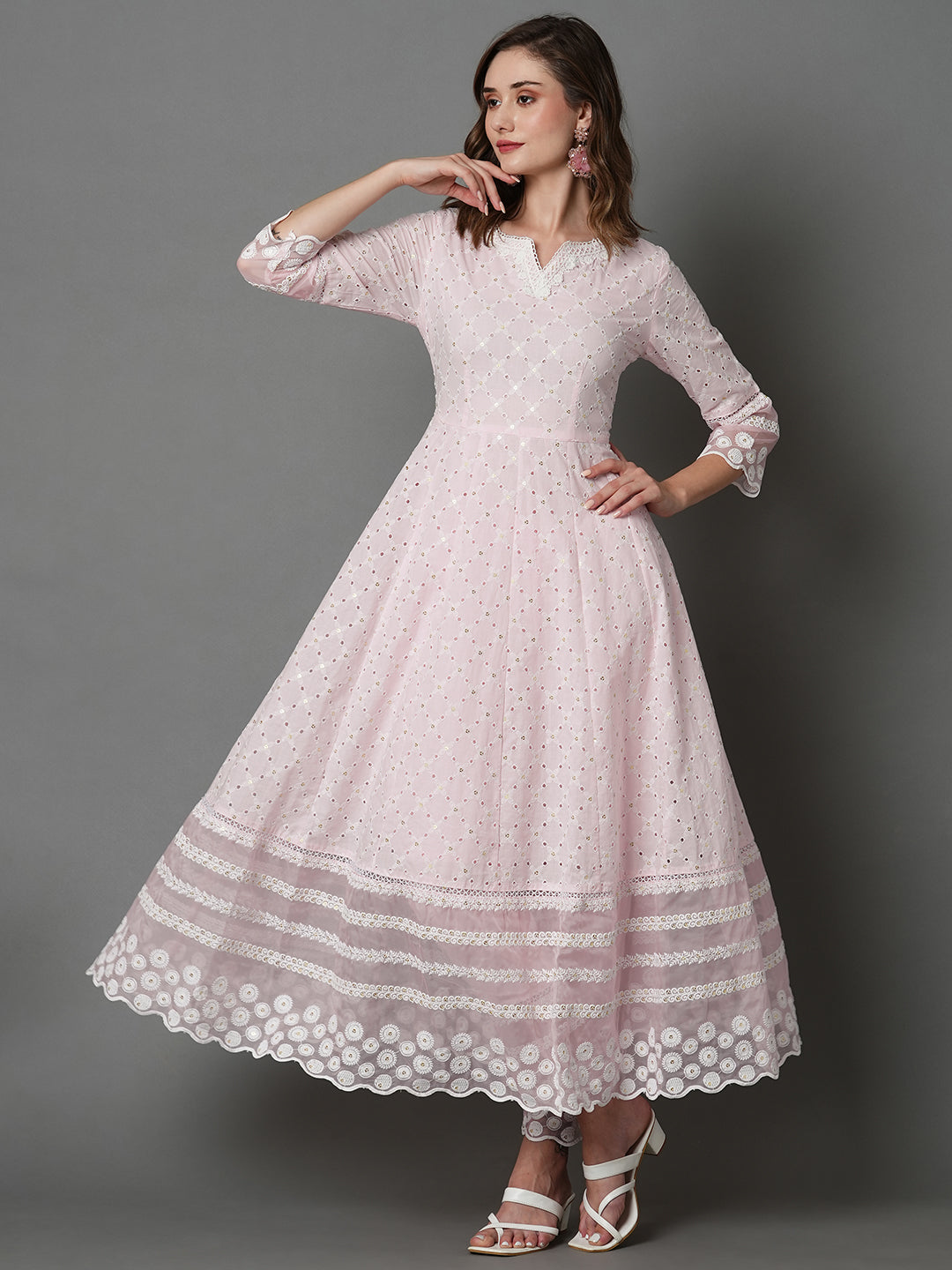 Pink Empire Chikankari Pure Cotton Kurta Set with Dupatta