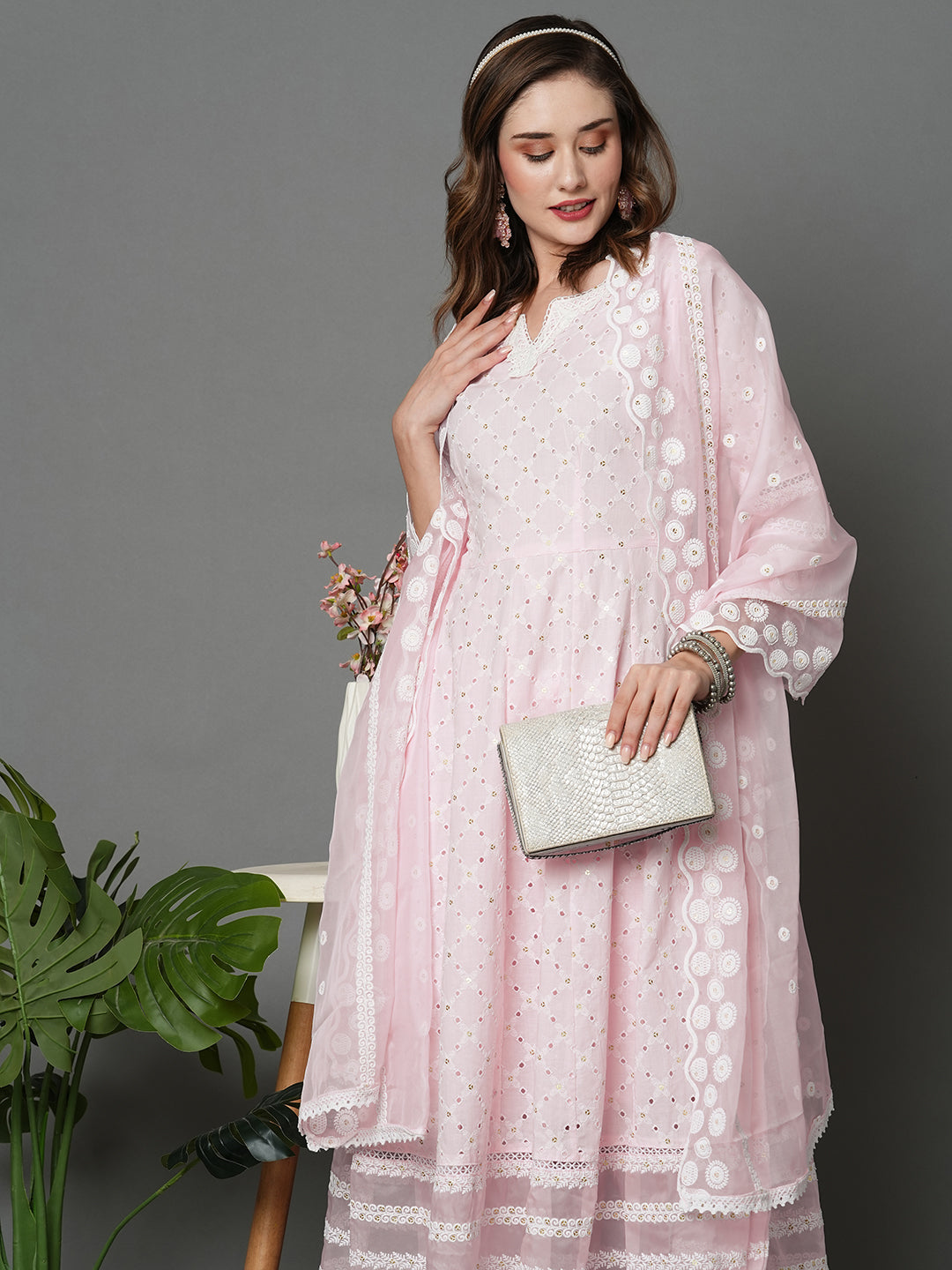 Pink Empire Chikankari Pure Cotton Kurta Set with Dupatta