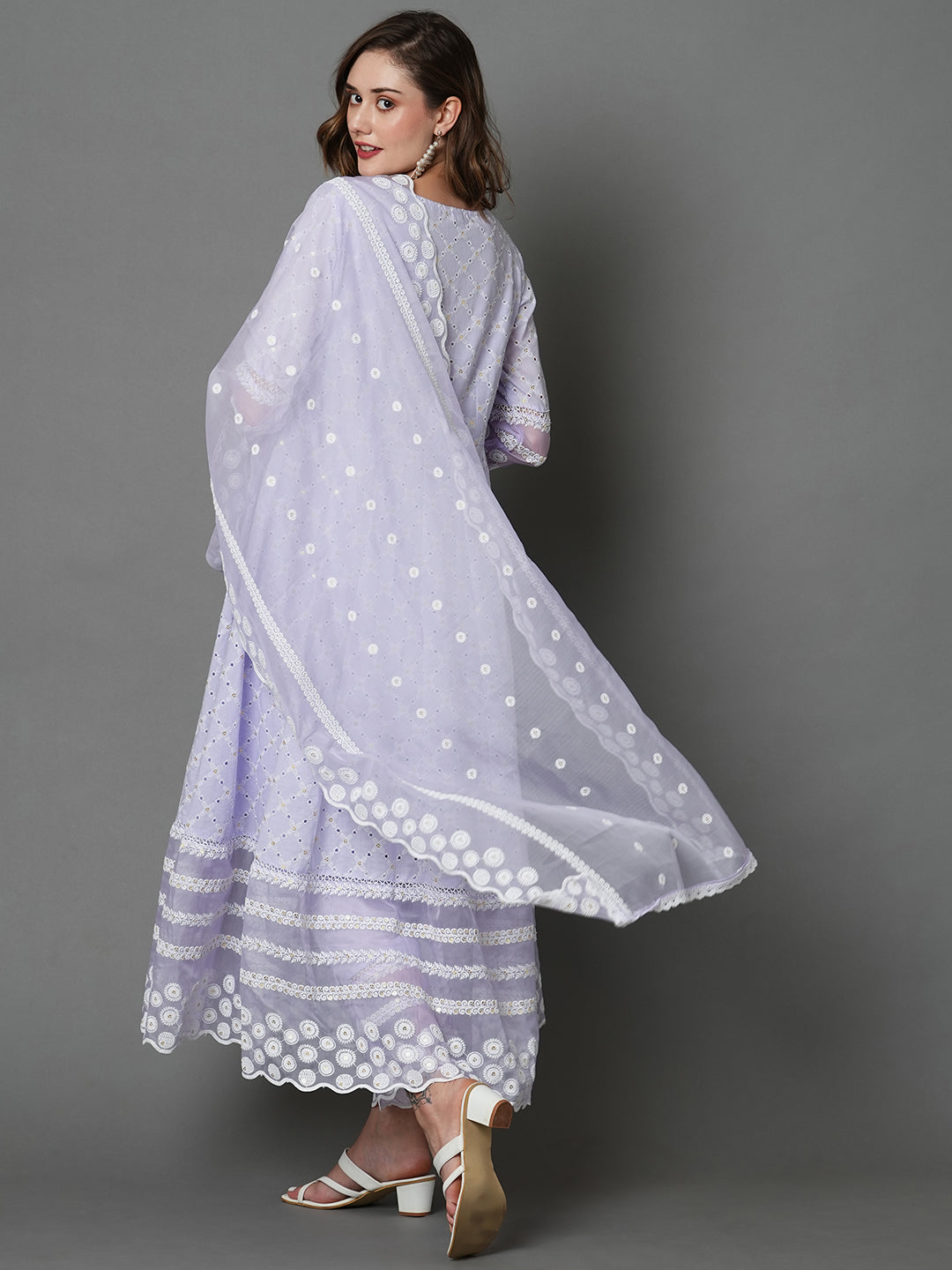 Lilac Empire Chikankari Pure Cotton Kurta Set with Dupatta