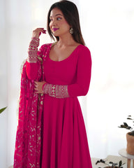 Elegant Heavy Fox Georgette Anarkali Suit with Embroidered Sequins & Lace Work