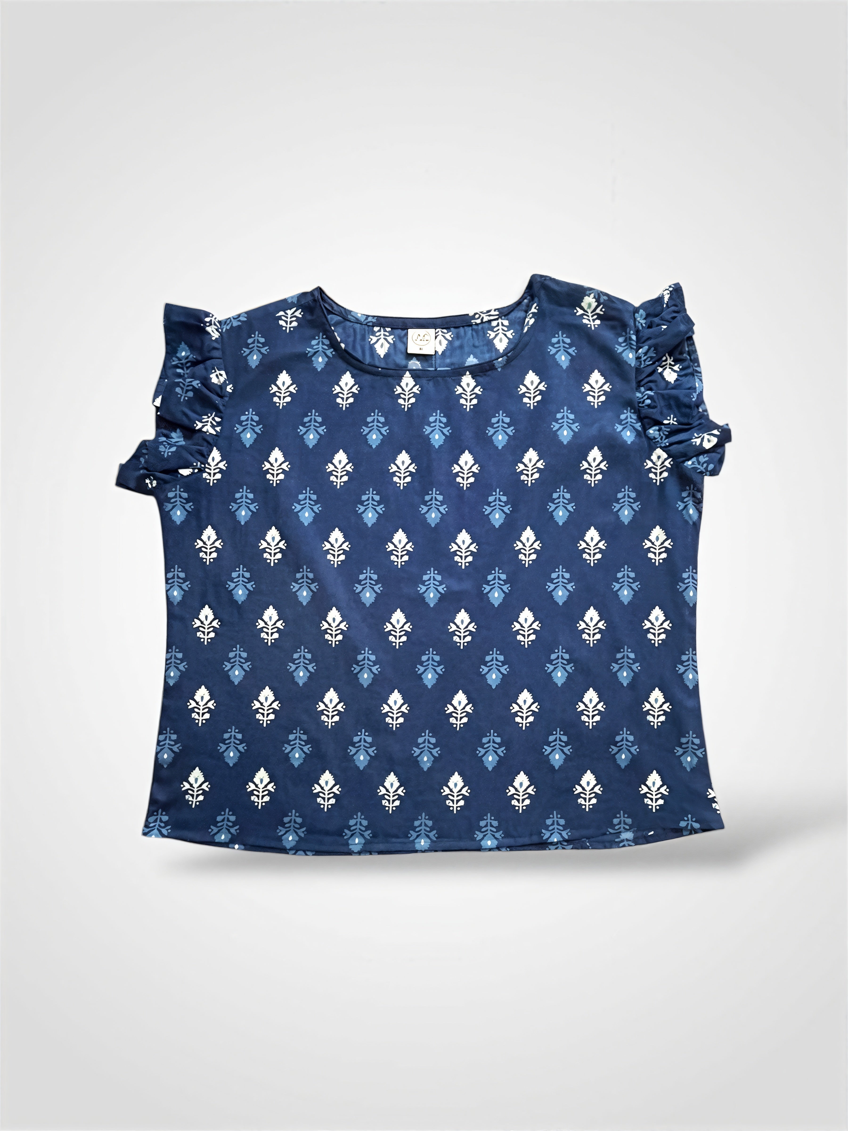 Blue Floral Cotton Top