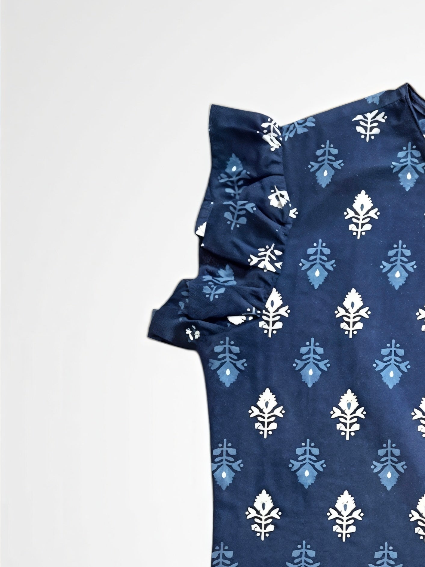 Blue Floral Cotton Top