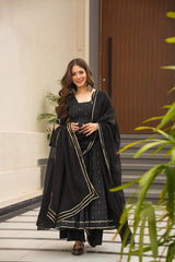 Maslin Digital Print Kurta Set with Lace Border Dupatta