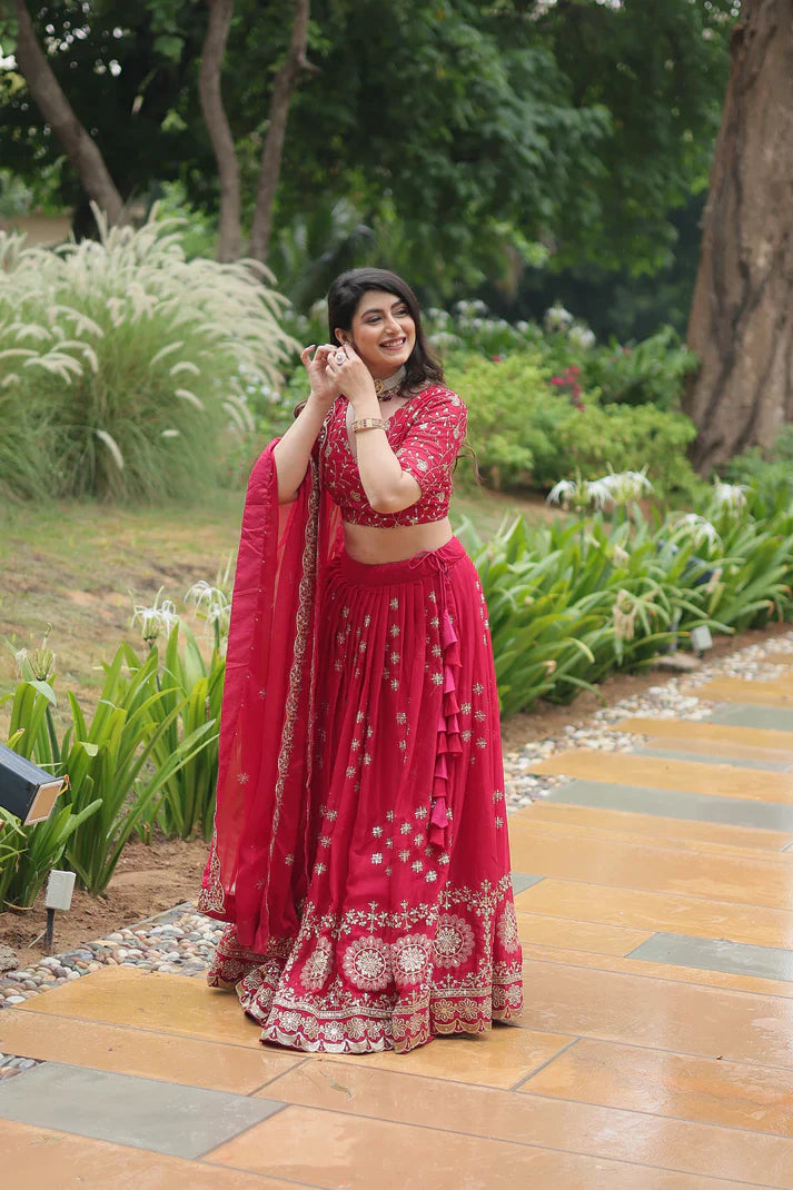 Rangoli Silk Lehenga with Heavy Sequins & Thread Embroidery