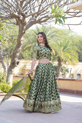 Elegant Viscose Jacquard Lehenga with Sequins Embroidery | Stitched Lehenga Choli