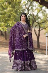 Faux Blooming Lehenga with Heavy Sequins & Thread Embroidery | Full-Stitched Ethnic Wear