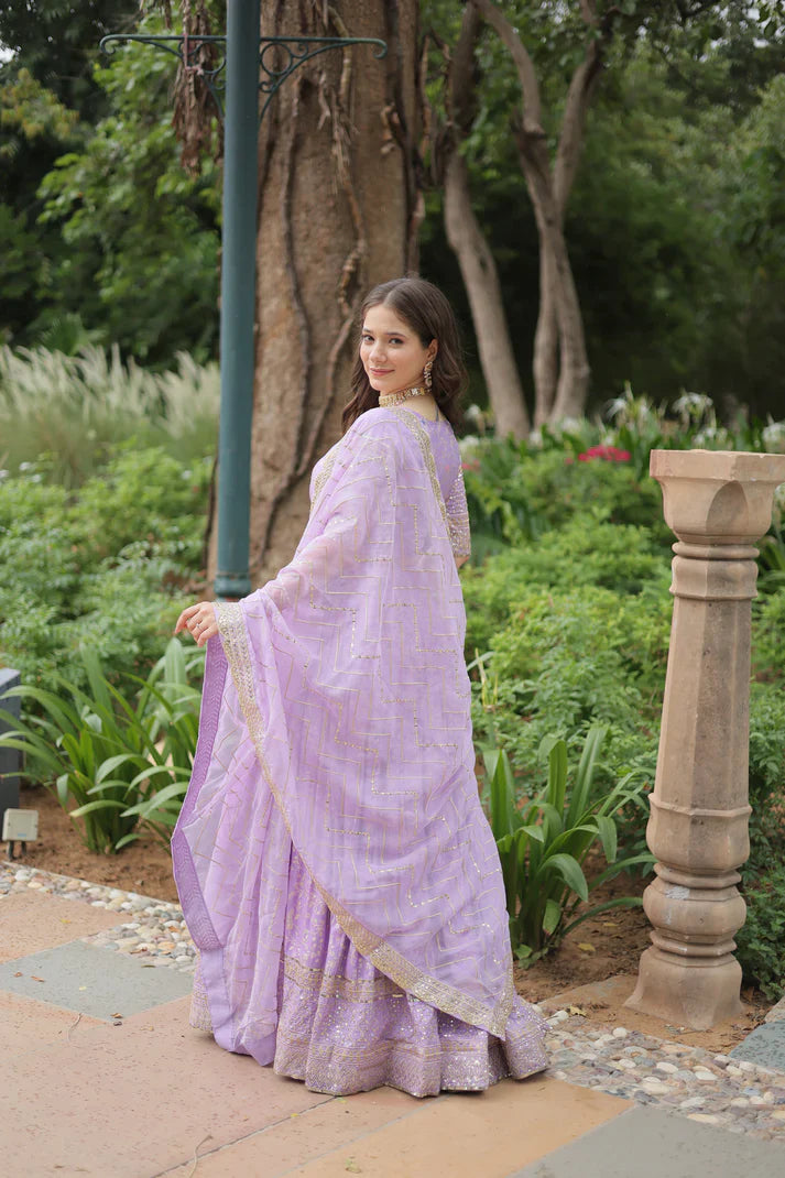 Fully Stitched Dyable Viscose Jacquard Lehenga with Gold Sequin Embroidery – Customizable Festive Wear