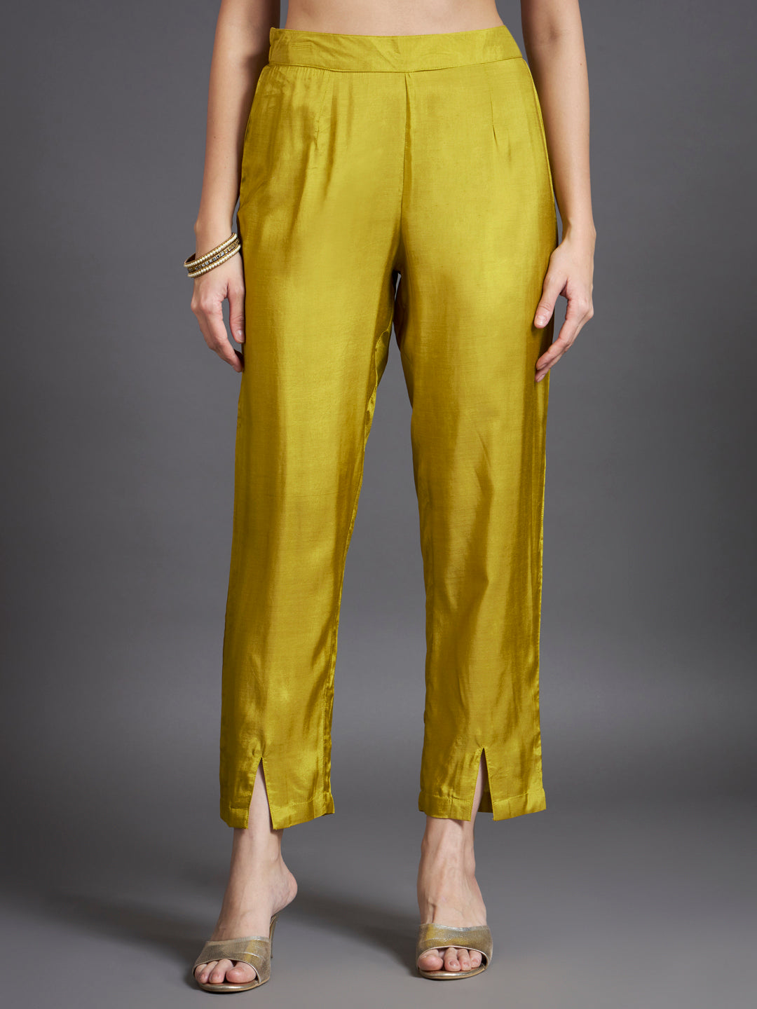 V-Neck Thread Work Detail Straight Kurta Set