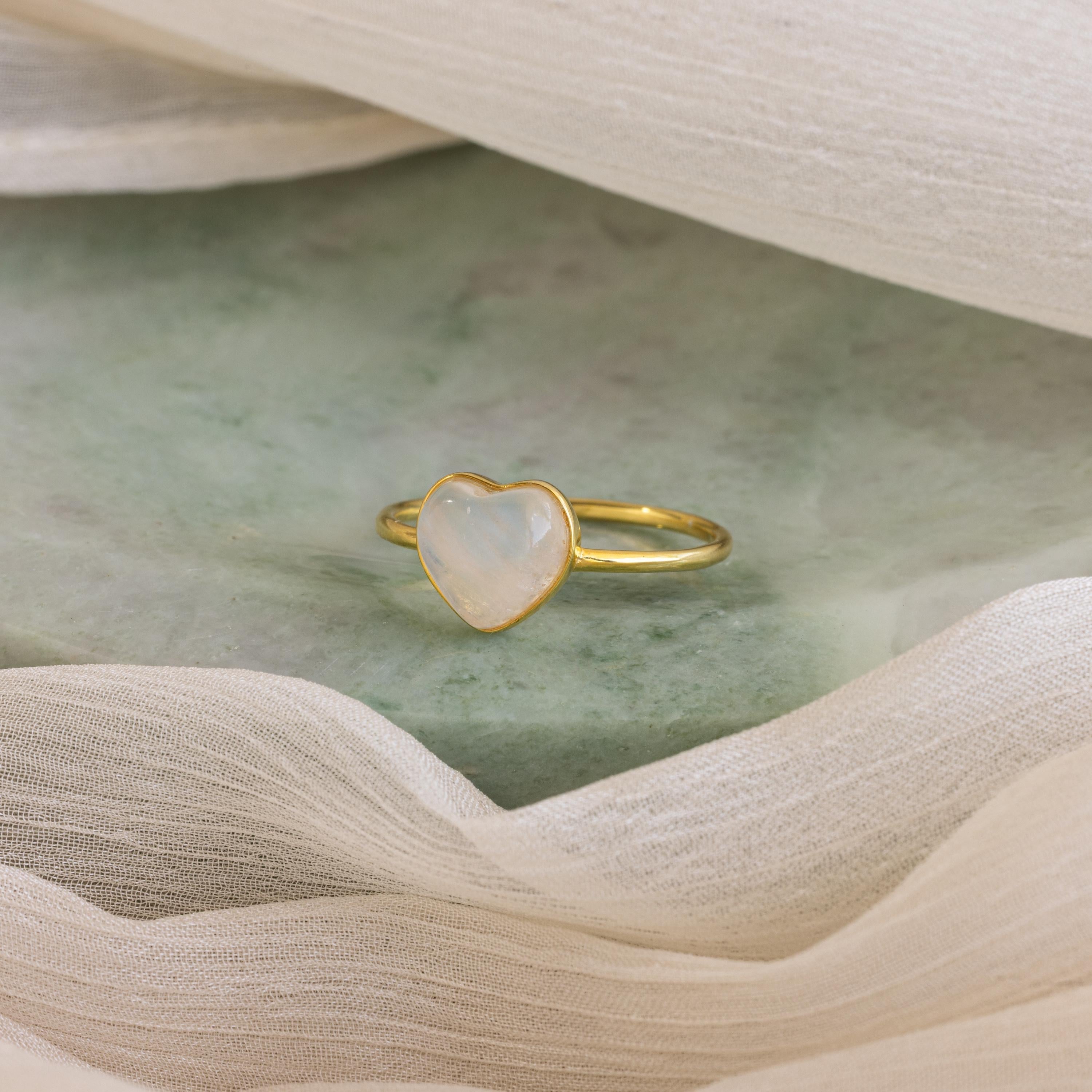 Moonstone Heart Ring