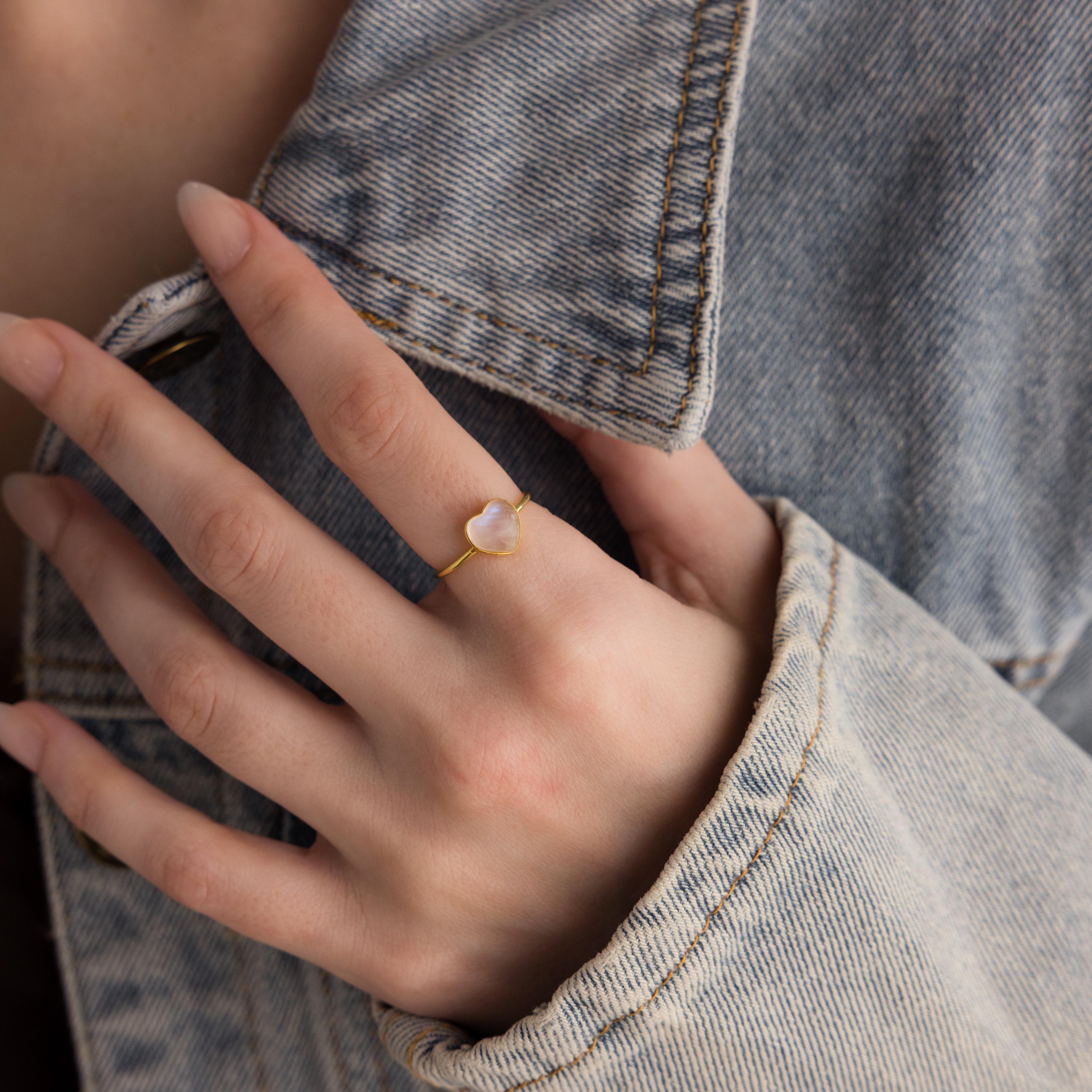 Moonstone Heart Ring