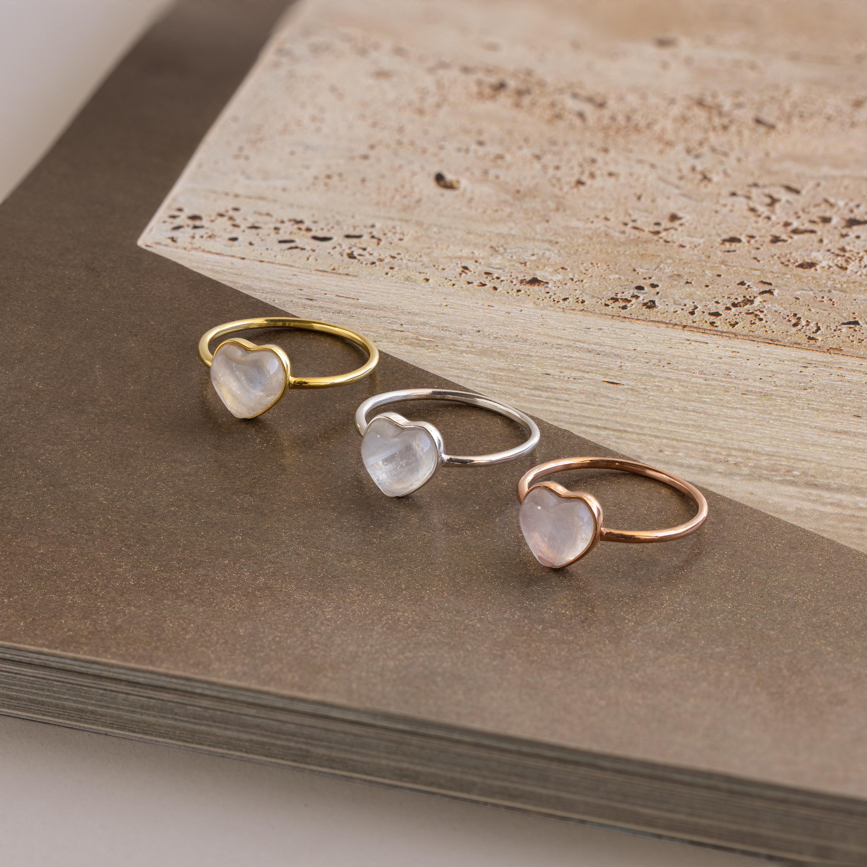 Moonstone Heart Ring