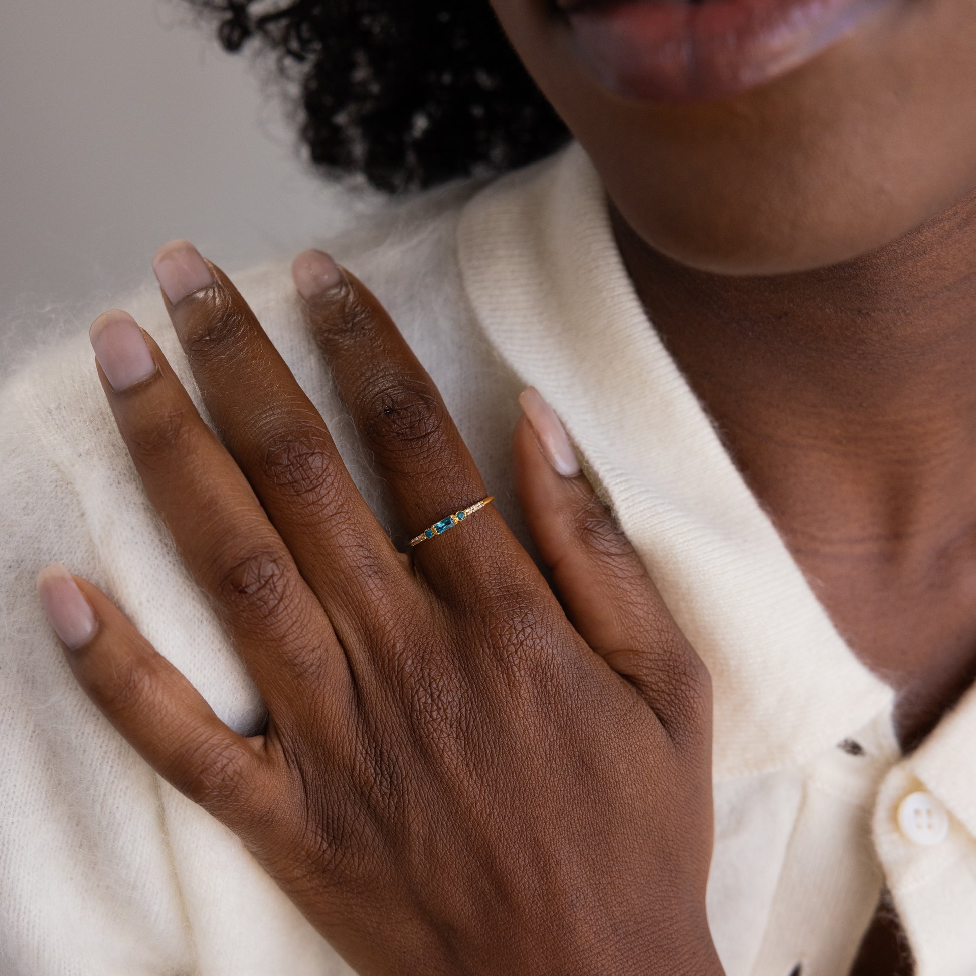 Dainty Baguette Birthstone Ring