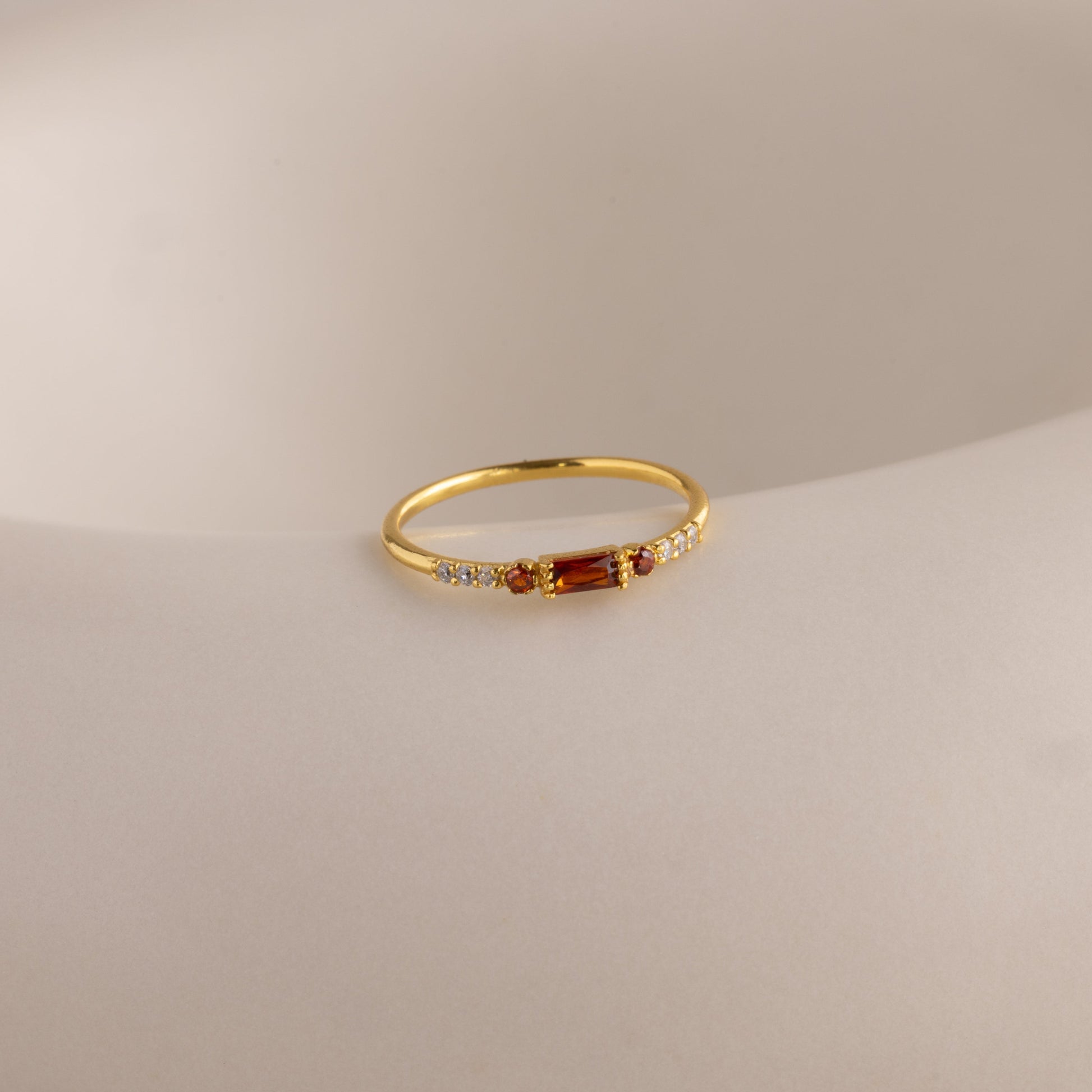 Dainty Baguette Birthstone Ring