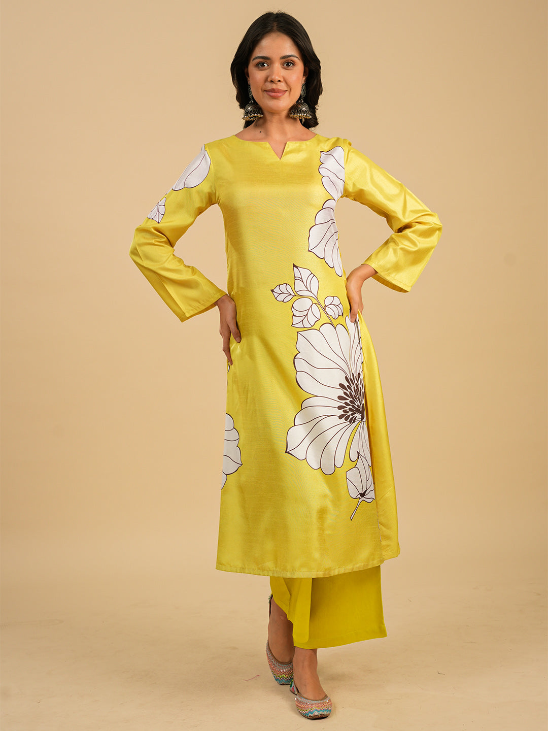 Yellow A-line Kurta with Trouser