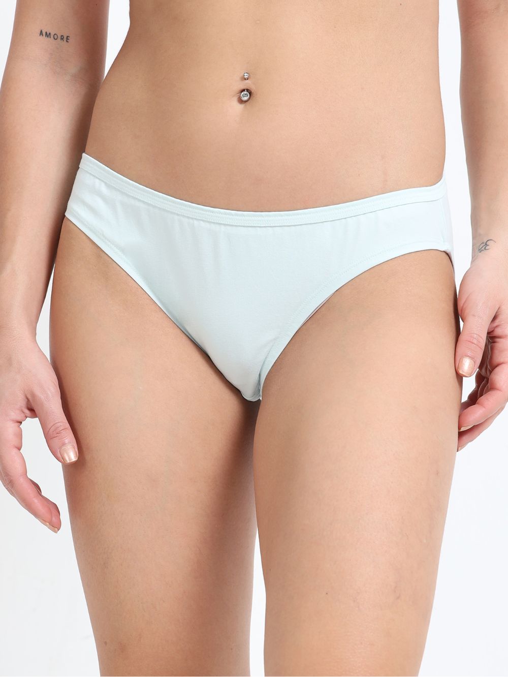 Baby yellow and Sea blue Organic Cotton Bikini Panty for Women - Pack of 2