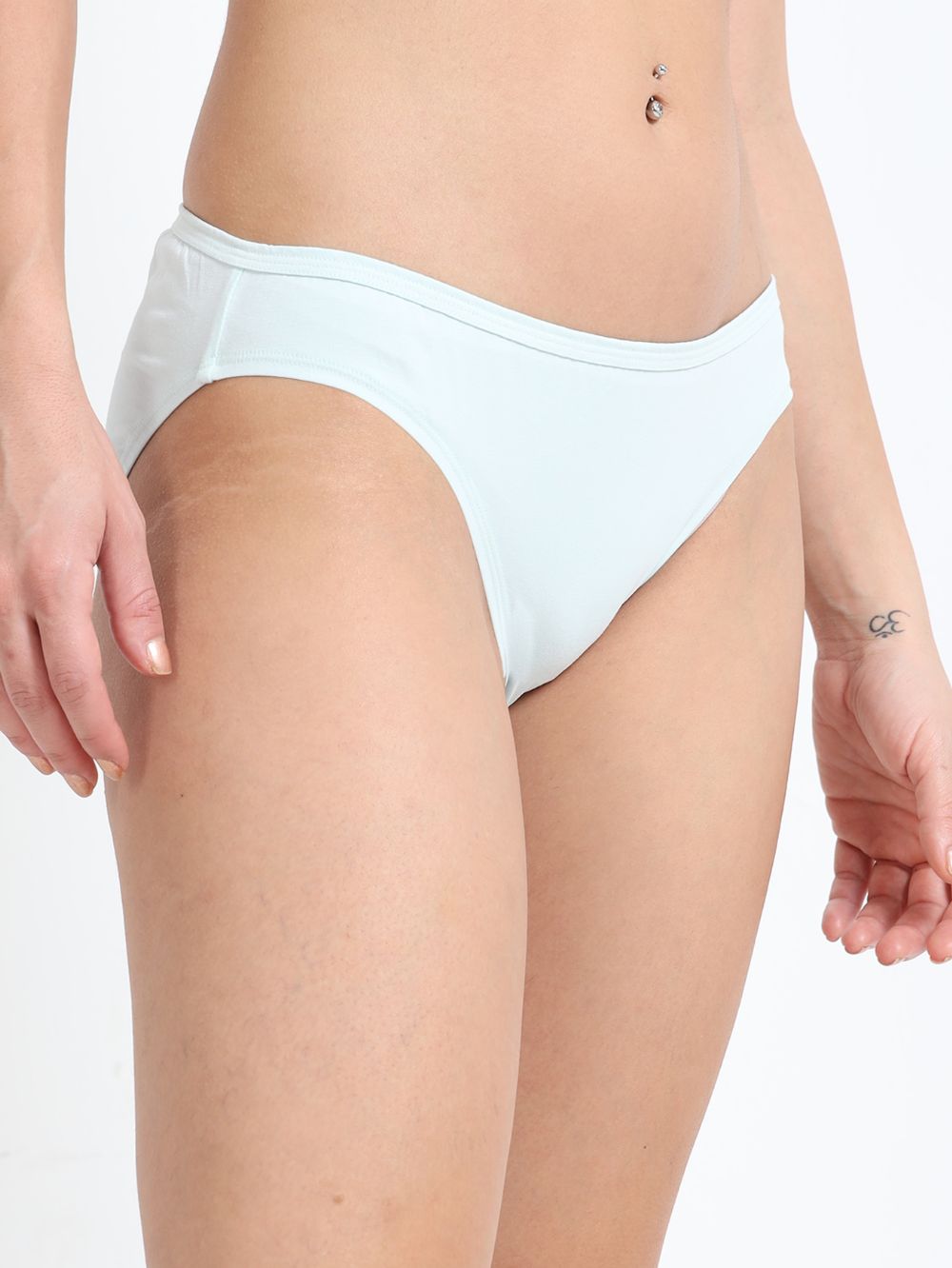 Baby yellow and Sea blue Organic Cotton Bikini Panty for Women - Pack of 2