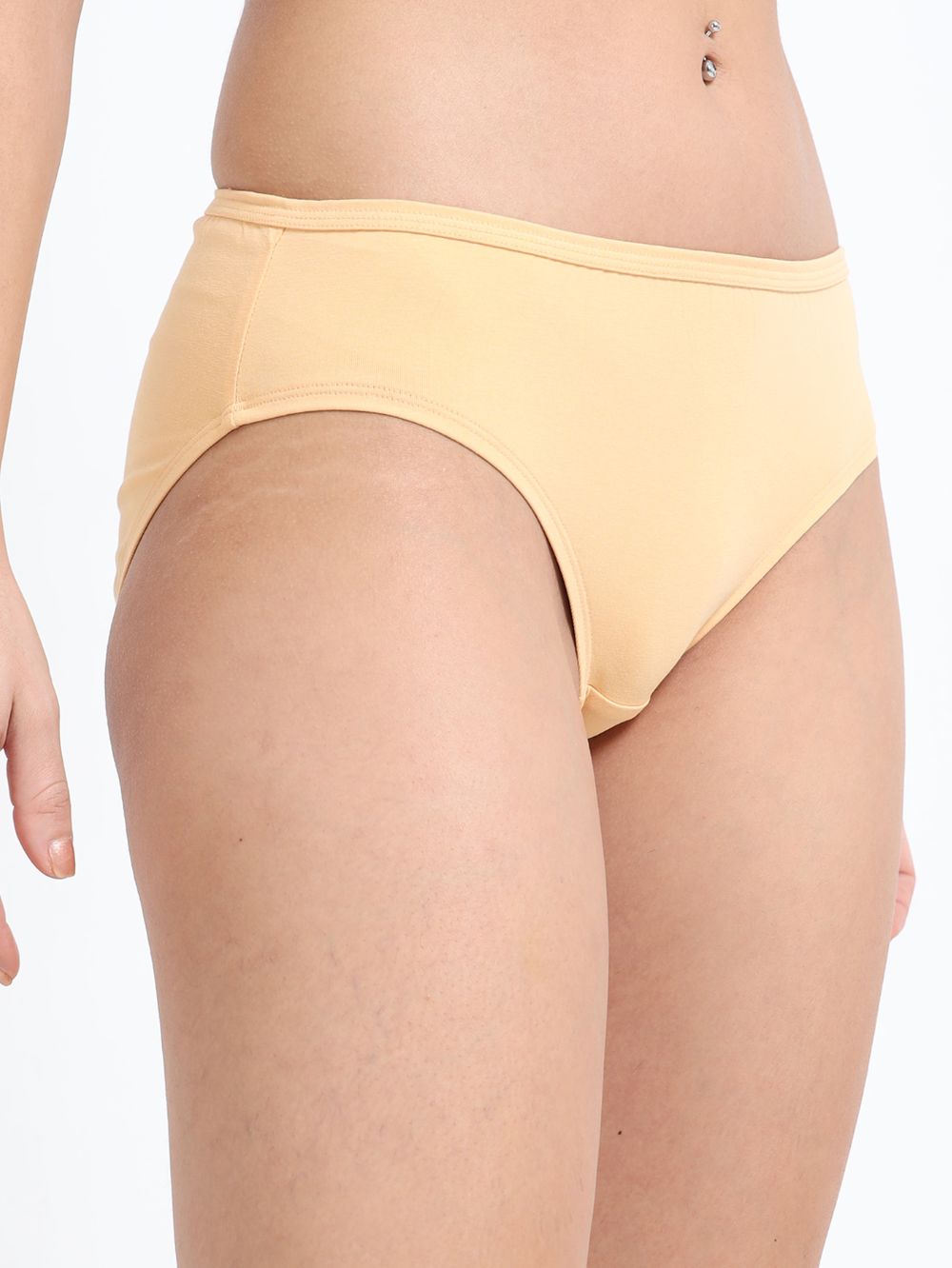 Apricot cream and Vineyard green  Organic Cotton Hipster Panty for Women - Pack of 2