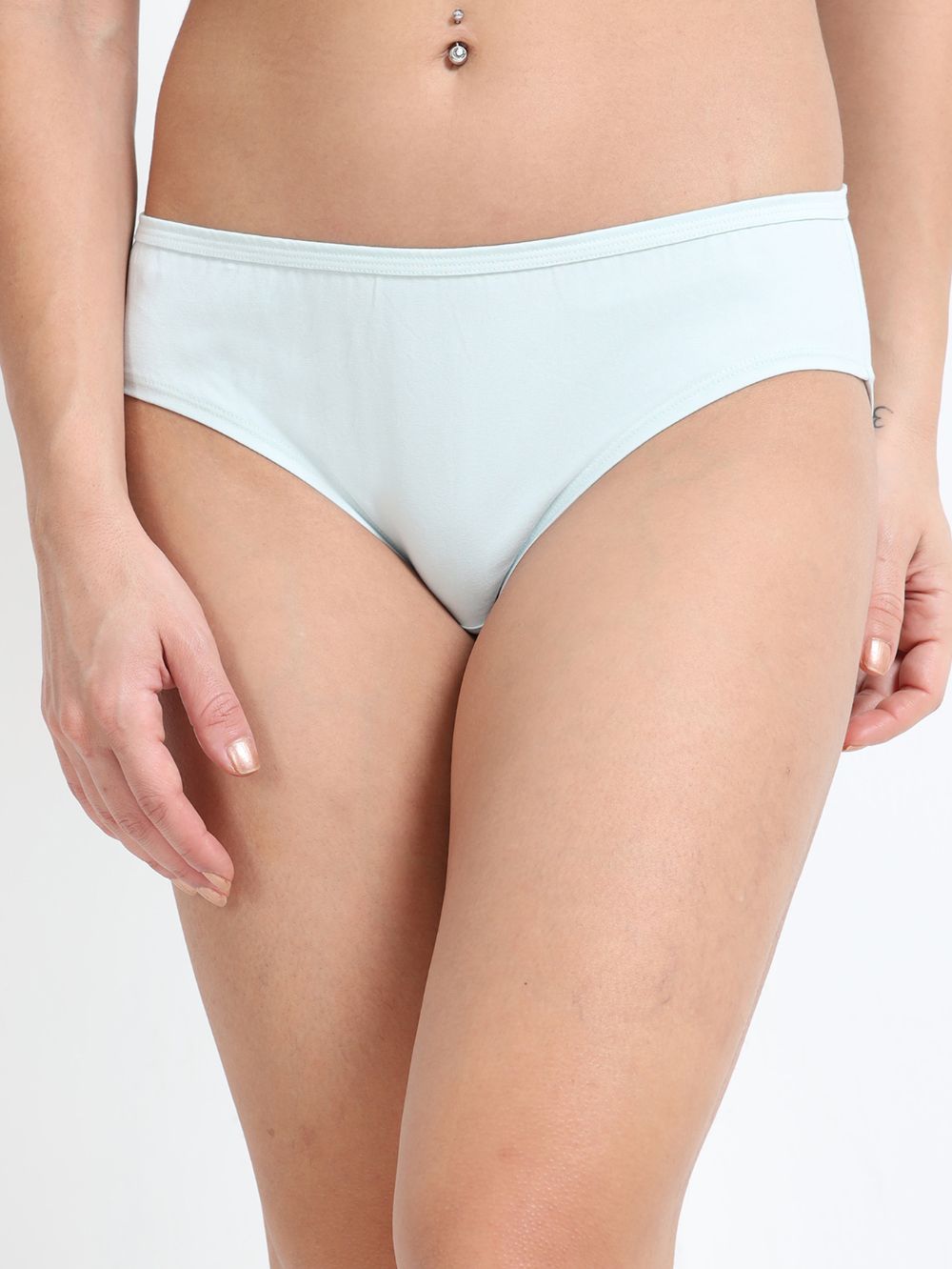 Baby Yellow and Sea Blue Organic Cotton Mid-Waist Panty for Women - Pack of 2