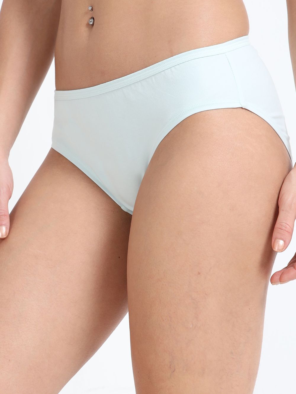 Baby Yellow and Sea Blue Organic Cotton Mid-Waist Panty for Women - Pack of 2