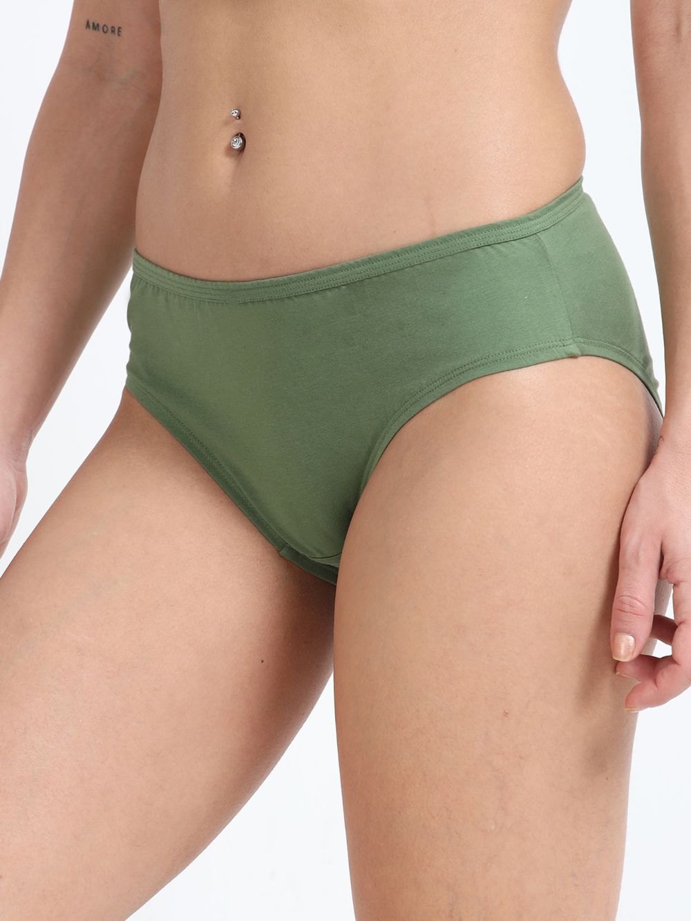 Apricot cream and Vineyard green  Organic Cotton Hipster Panty for Women - Pack of 2