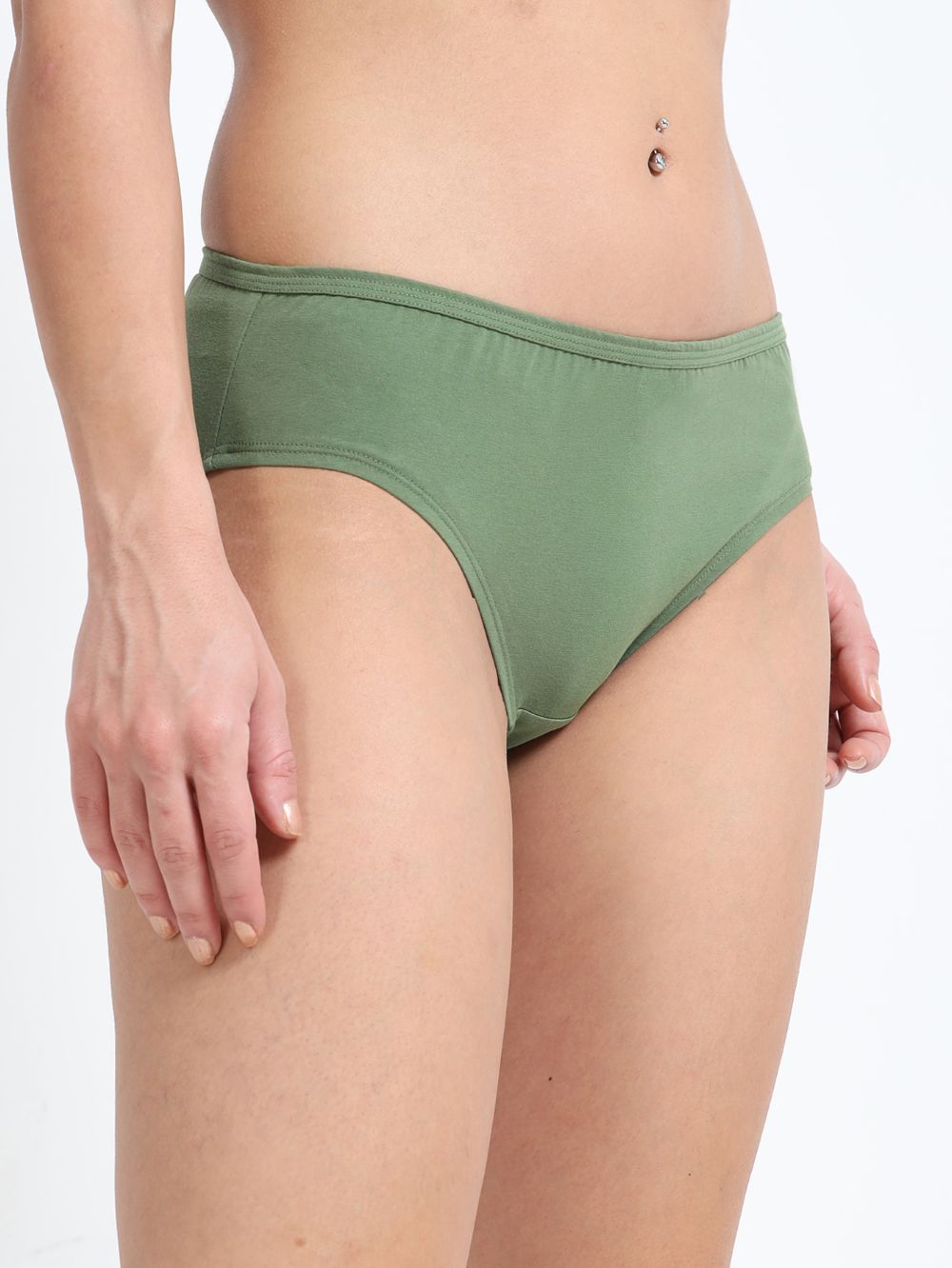 Apricot cream and Vineyard green  Organic Cotton Hipster Panty for Women - Pack of 2