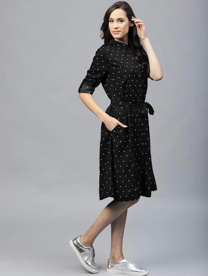 Rayon Printed Polka Dot Women's Short Dress