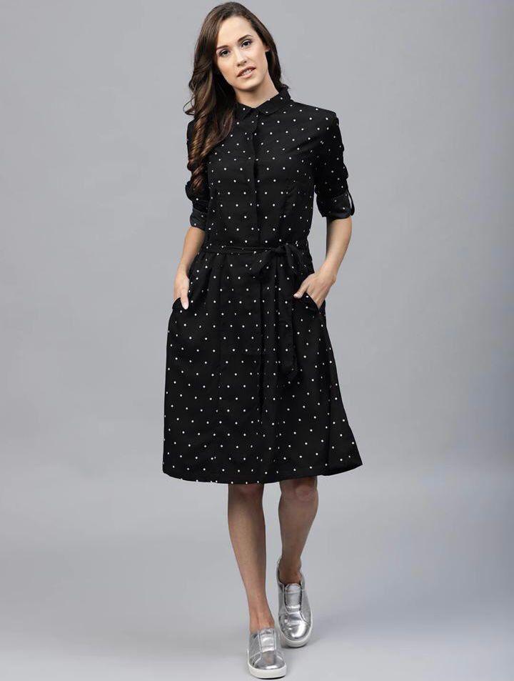 Rayon Printed Polka Dot Women's Short Dress