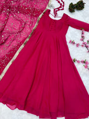 Elegant Heavy Fox Georgette Anarkali Suit with Embroidered Sequins & Lace Work