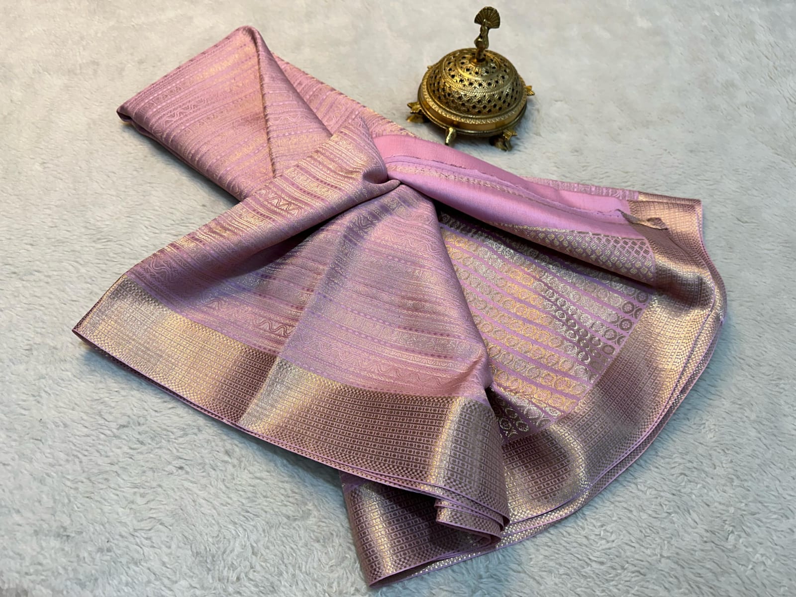 Baby Pink Colour Brocade Mysore Silk Saree