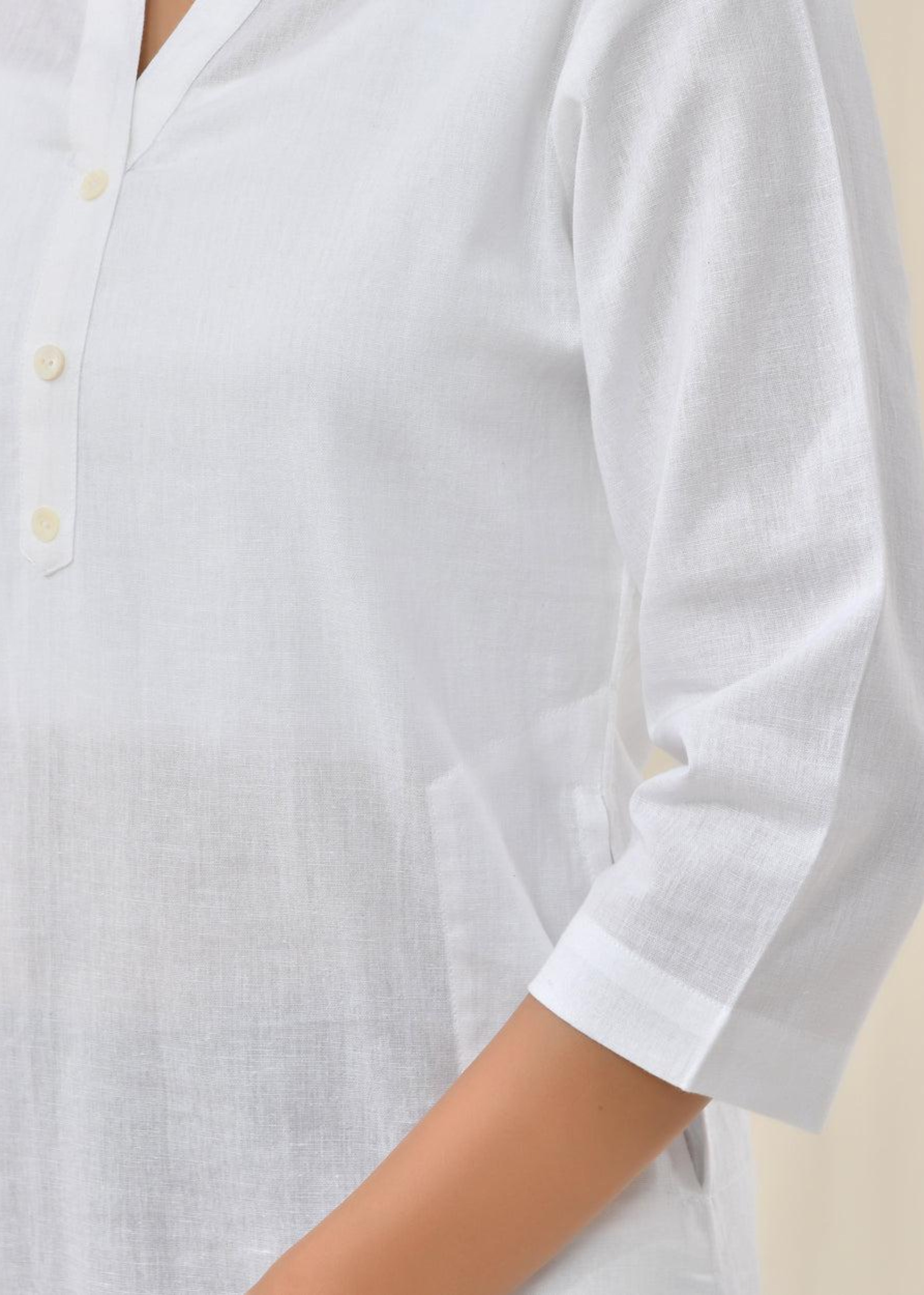 White Pure Cotton Long Kurta